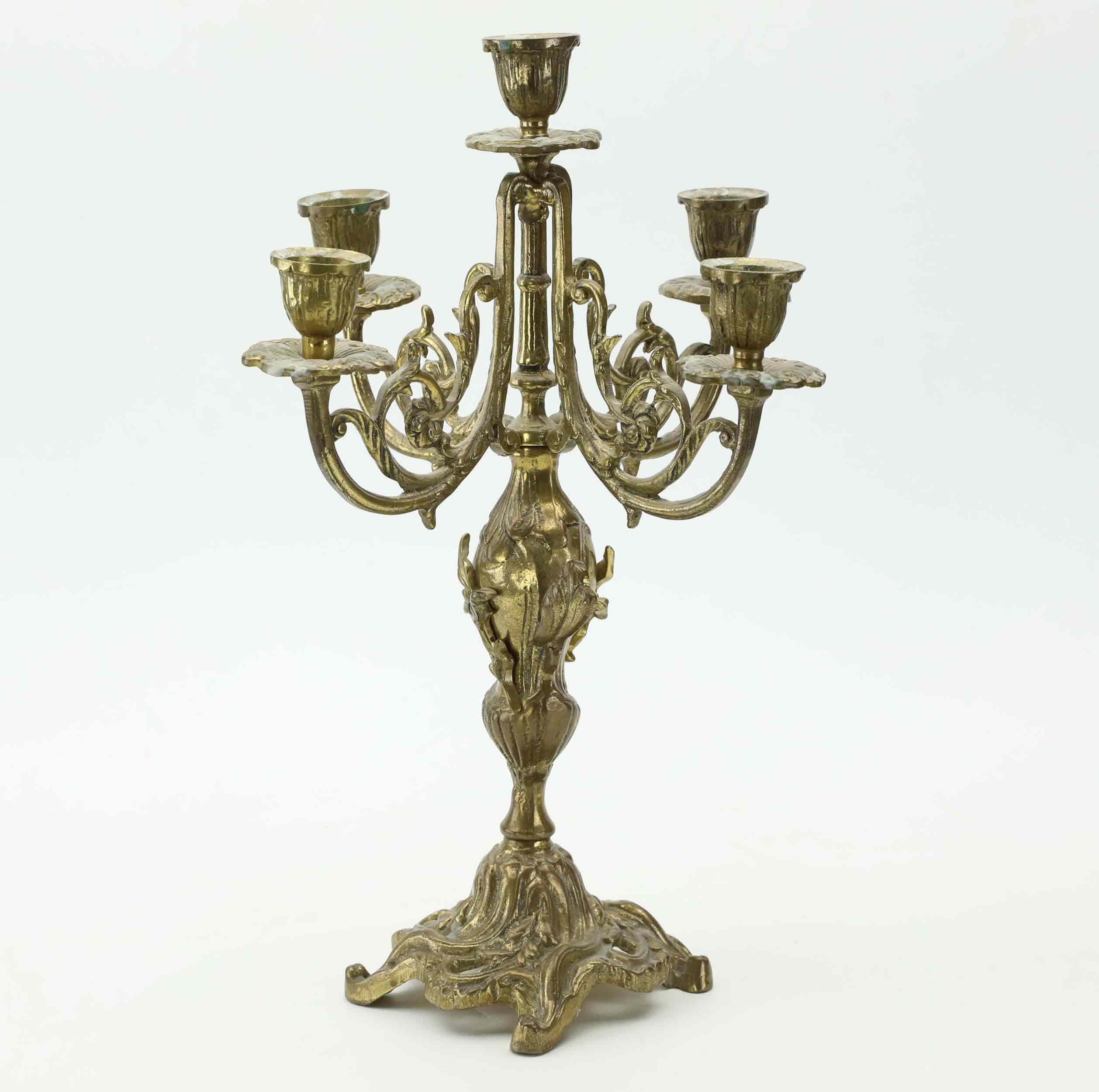 KANDELABER, mässing, rokokstil, 1800-tal.
