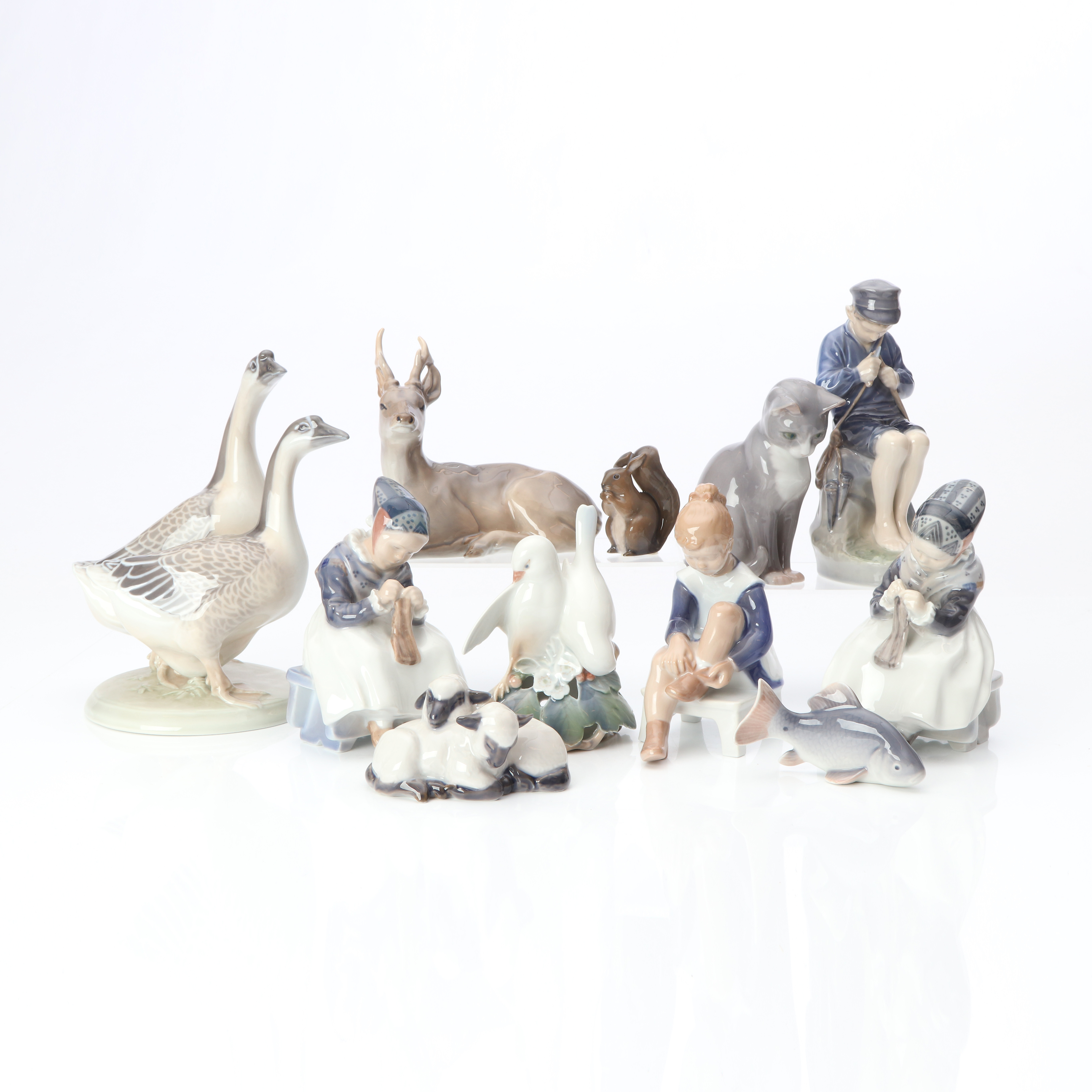 FIGURINER, 11 ST. Porslin. Danmark. Royal Copenhagen samt Bing & Gröndahl.