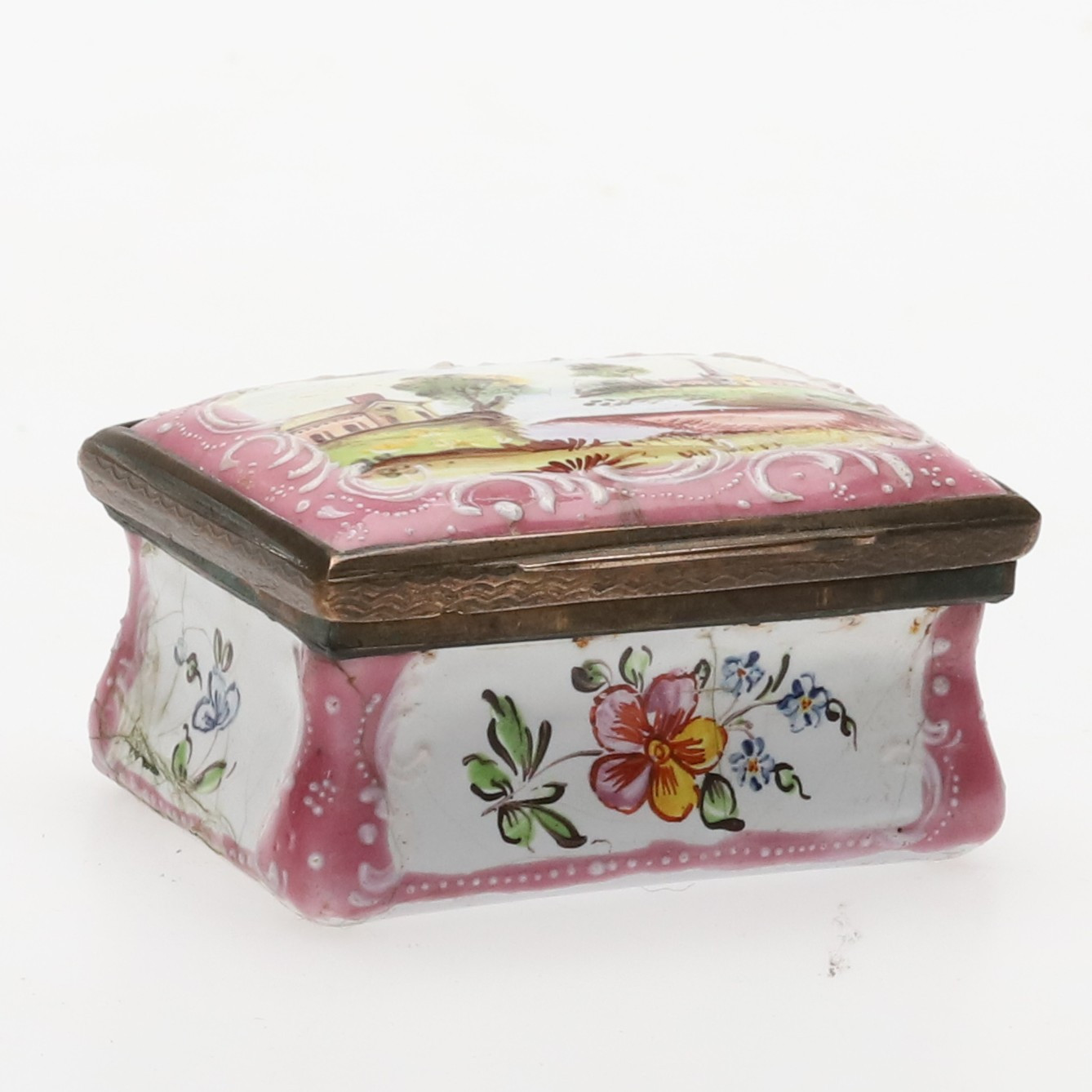 SNUSDOSA. Emaljerad koppar, Rokoko, 1700-tal.