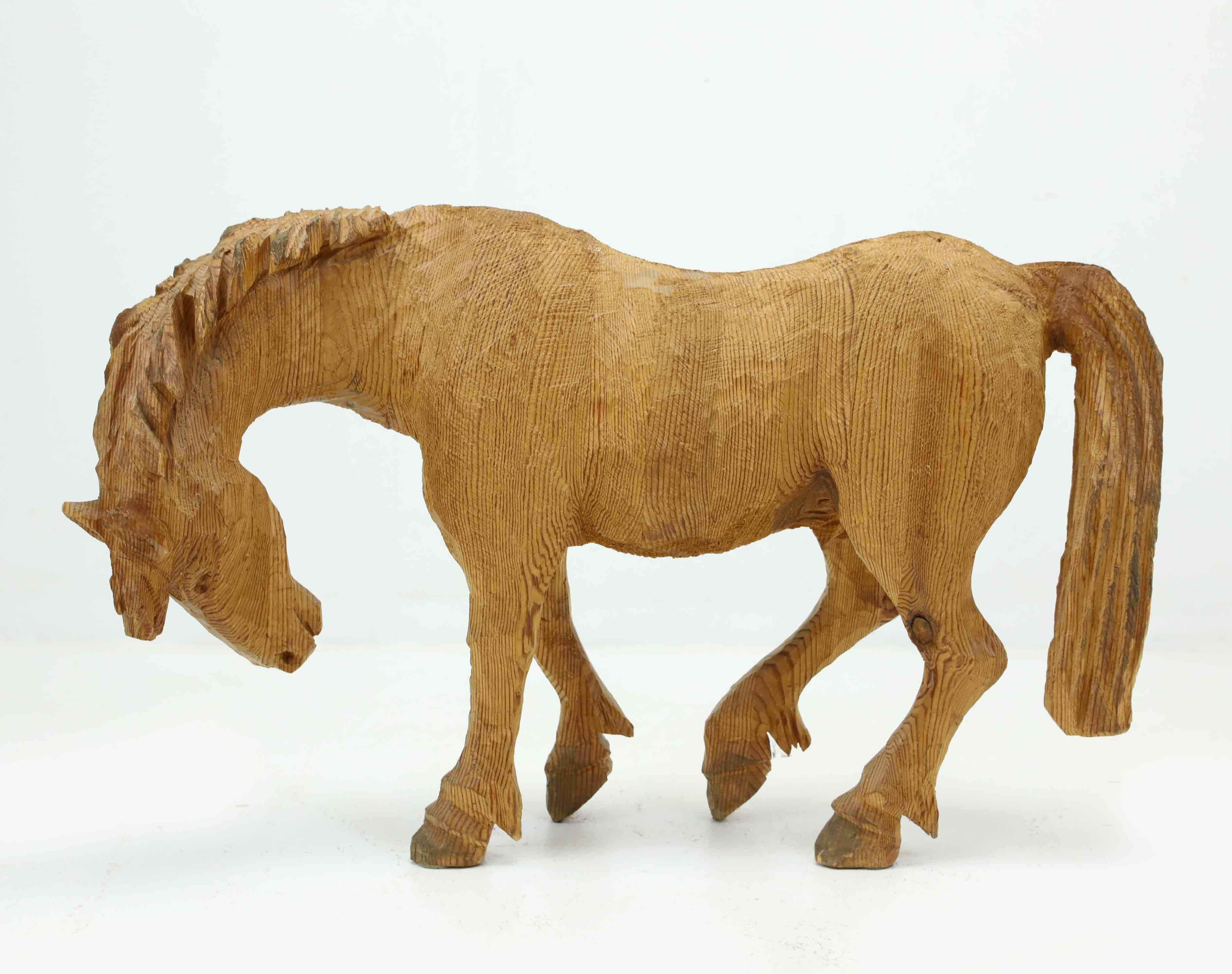 WERNER SJÖBERG. Skulptur, Häst, furu, Hälsingland, 1970-tal.