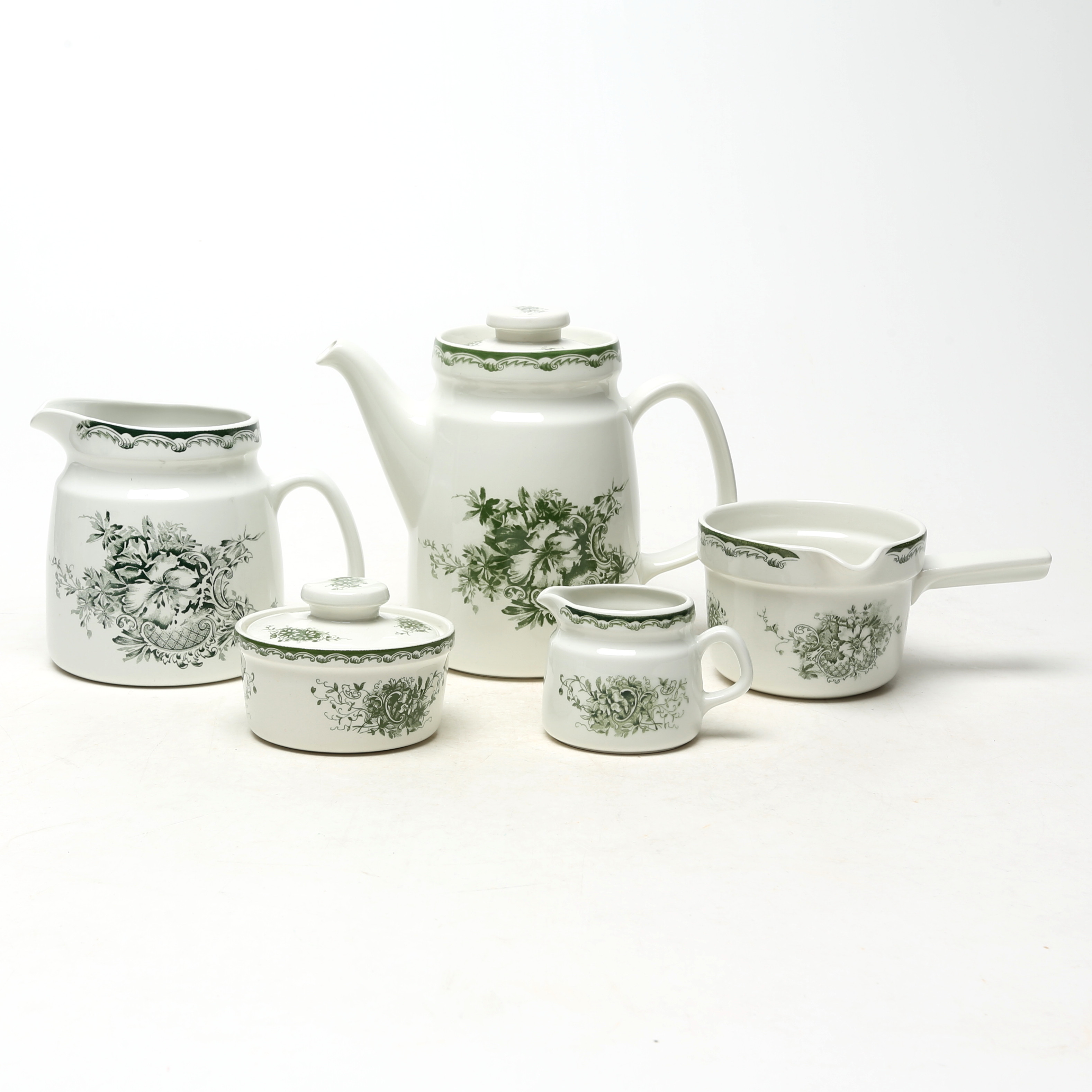 SERVISDELAR 5 st, porslin, Rörstrand "Gröna Anna".