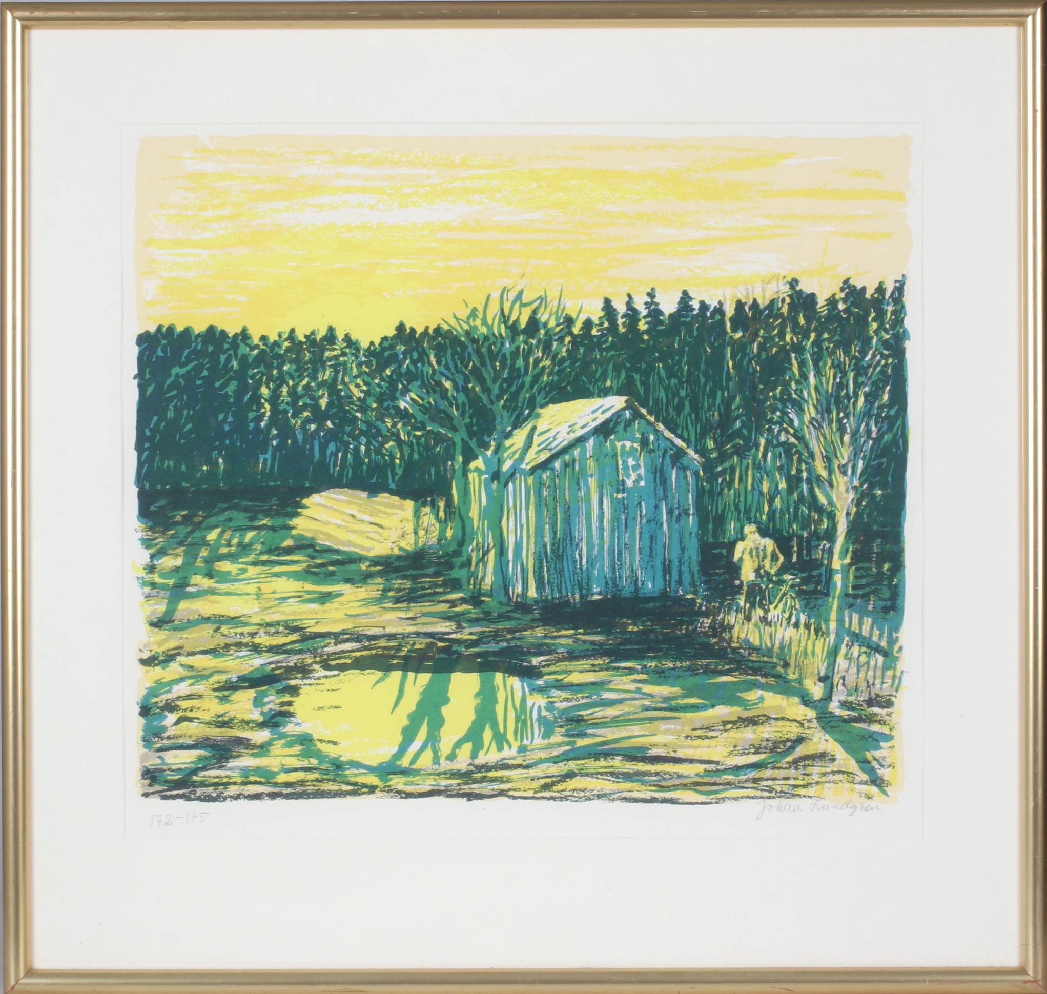 JOHAN LUNDGEN. "Mot aftonen", litografi, signerad och numrerad 172/175.