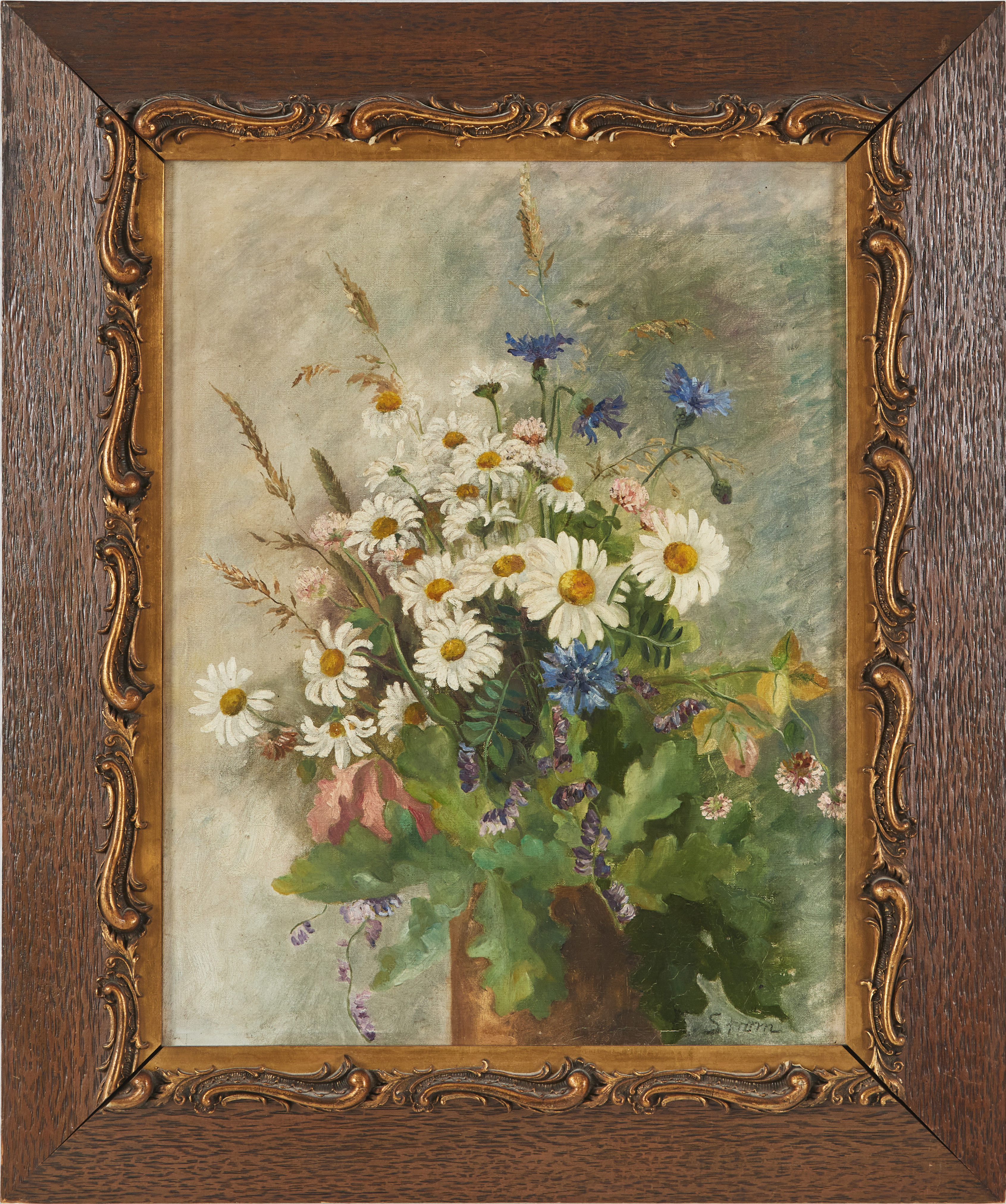 ELSA STRÖM-CIACELLI. Blomstermotiv, olja på duk, signerad Ström.
