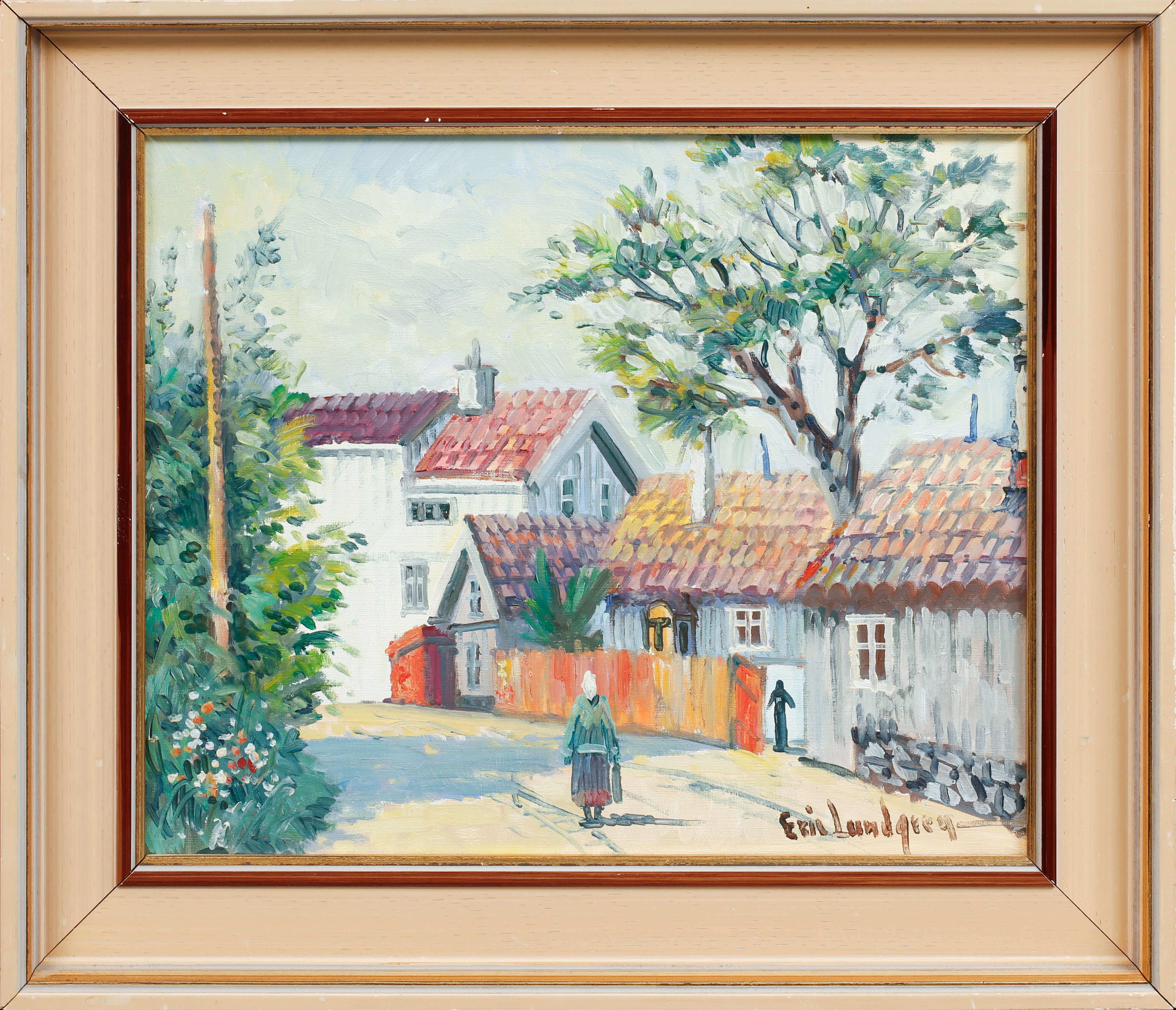 ERIC LUNDGREN. Motiv från Majorna, olja på duk, signerad.