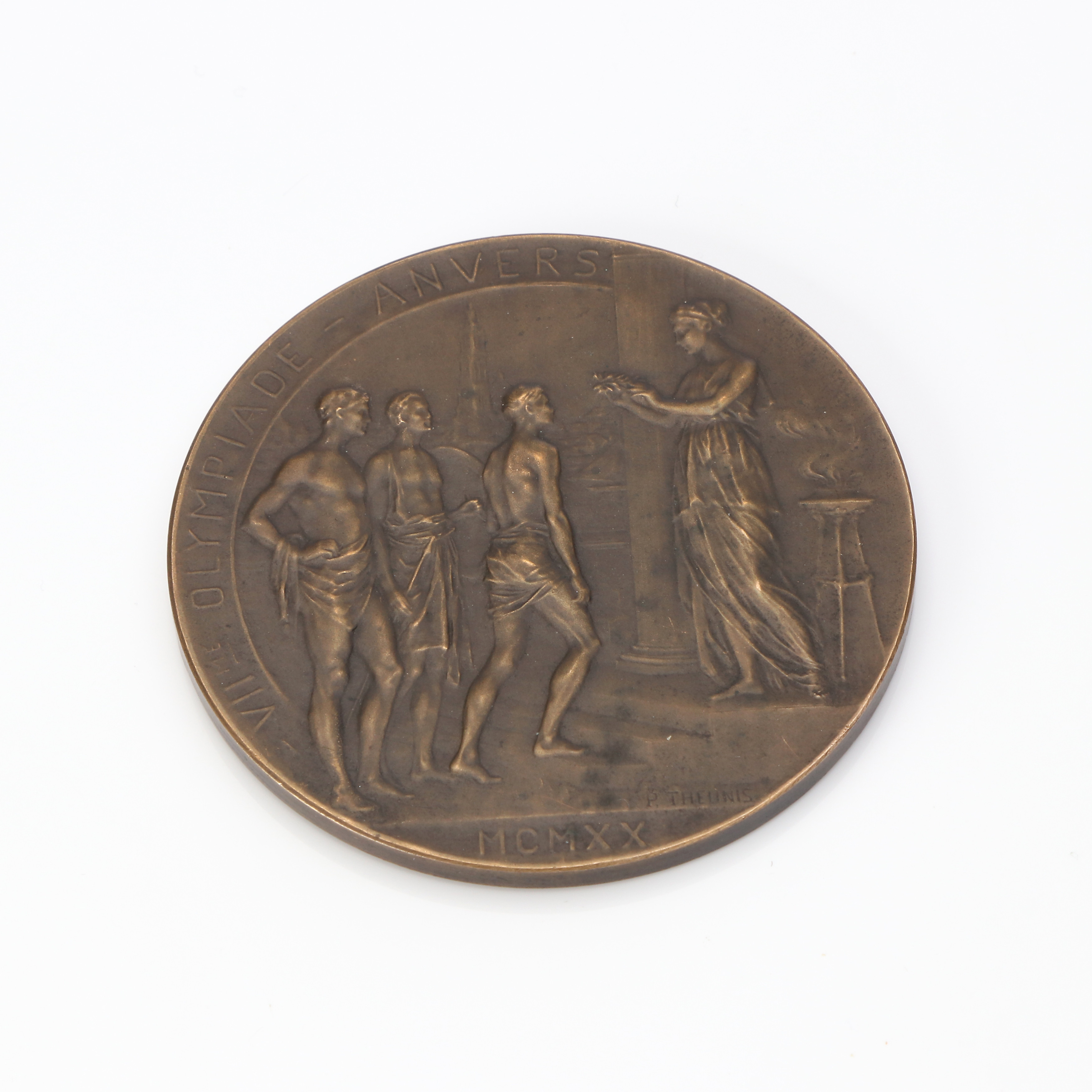 DELTAGARMEDALJ. Brons, från Olympiska Spelen i Antwerpen, Belgien 1920.