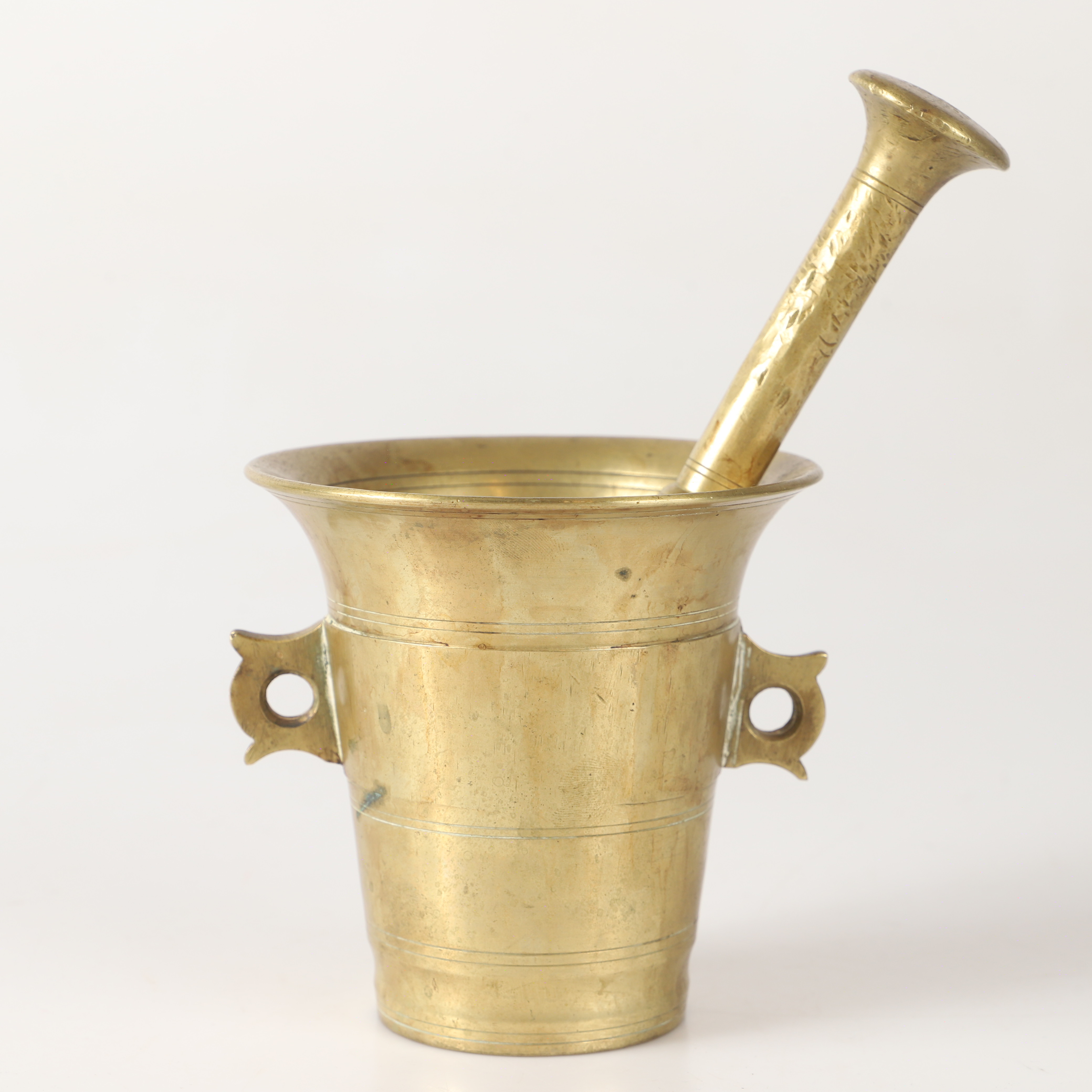 MORTEL MED PISTILL, mässing, 1800-tal.