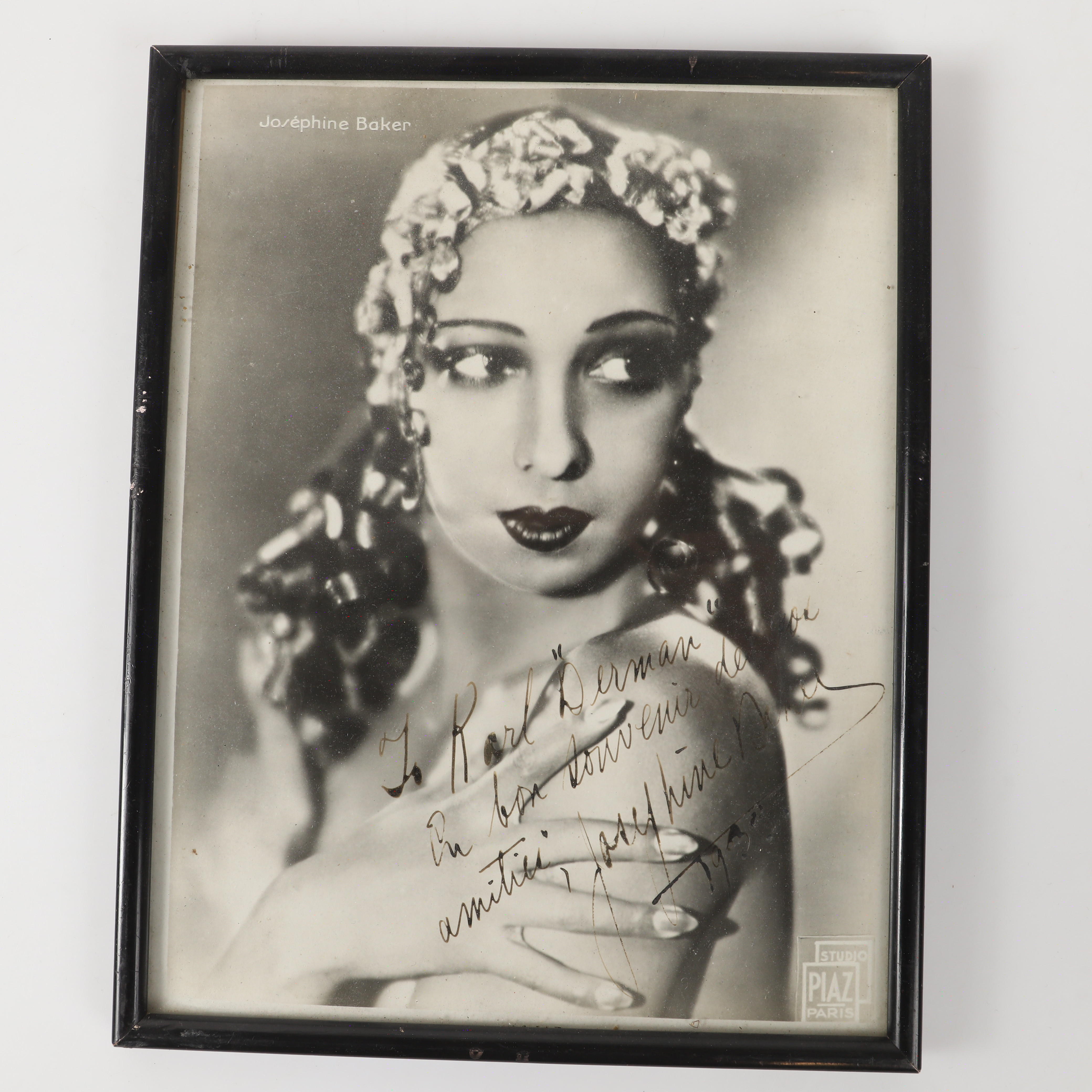 FOTO MED AUTOGRAF, Josephine Baker, Studio Piaz, Paris, 1933.