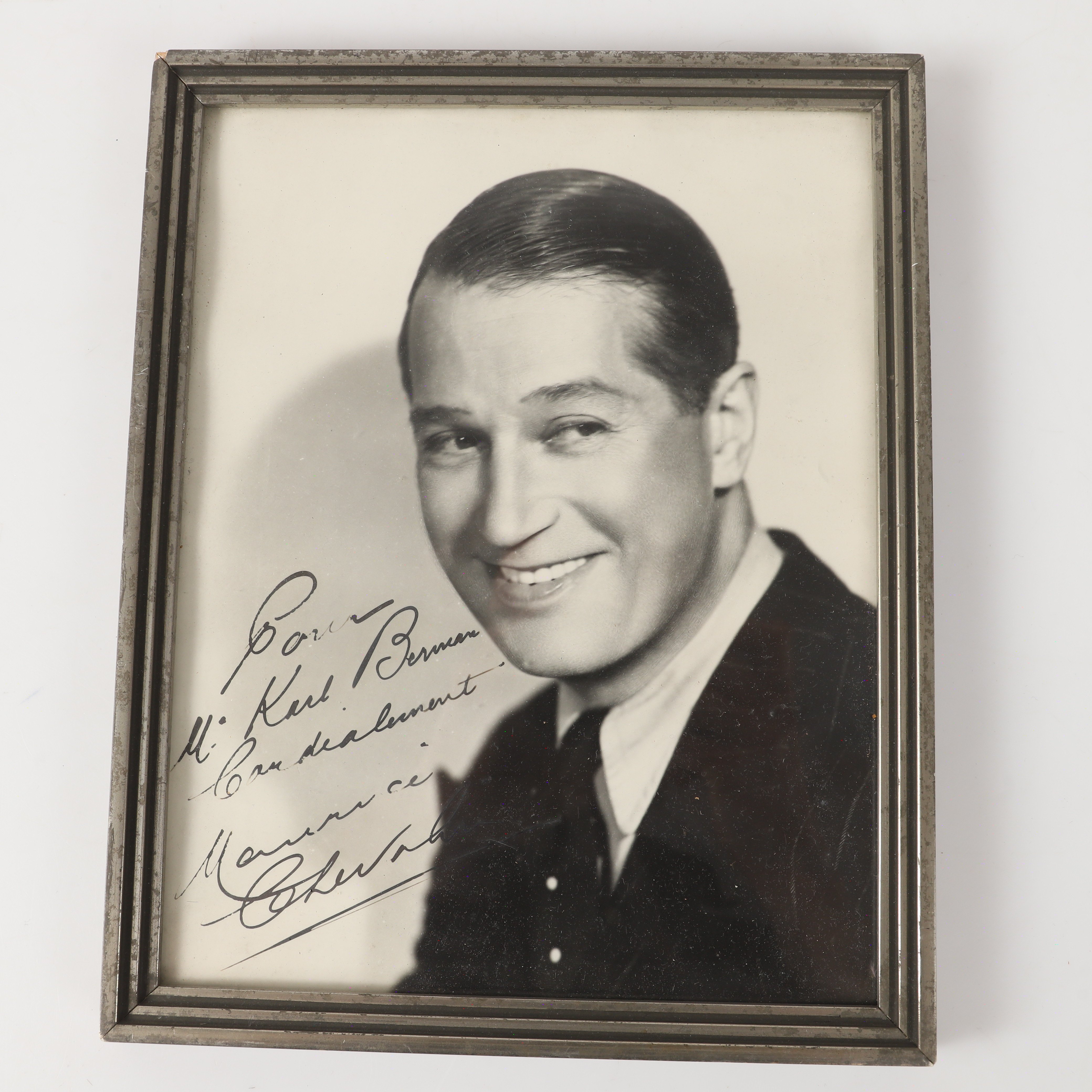FOTO MED AUTOGRAF, Maurice Chevalier Studio Piaz, Paris, 1930-tal.
