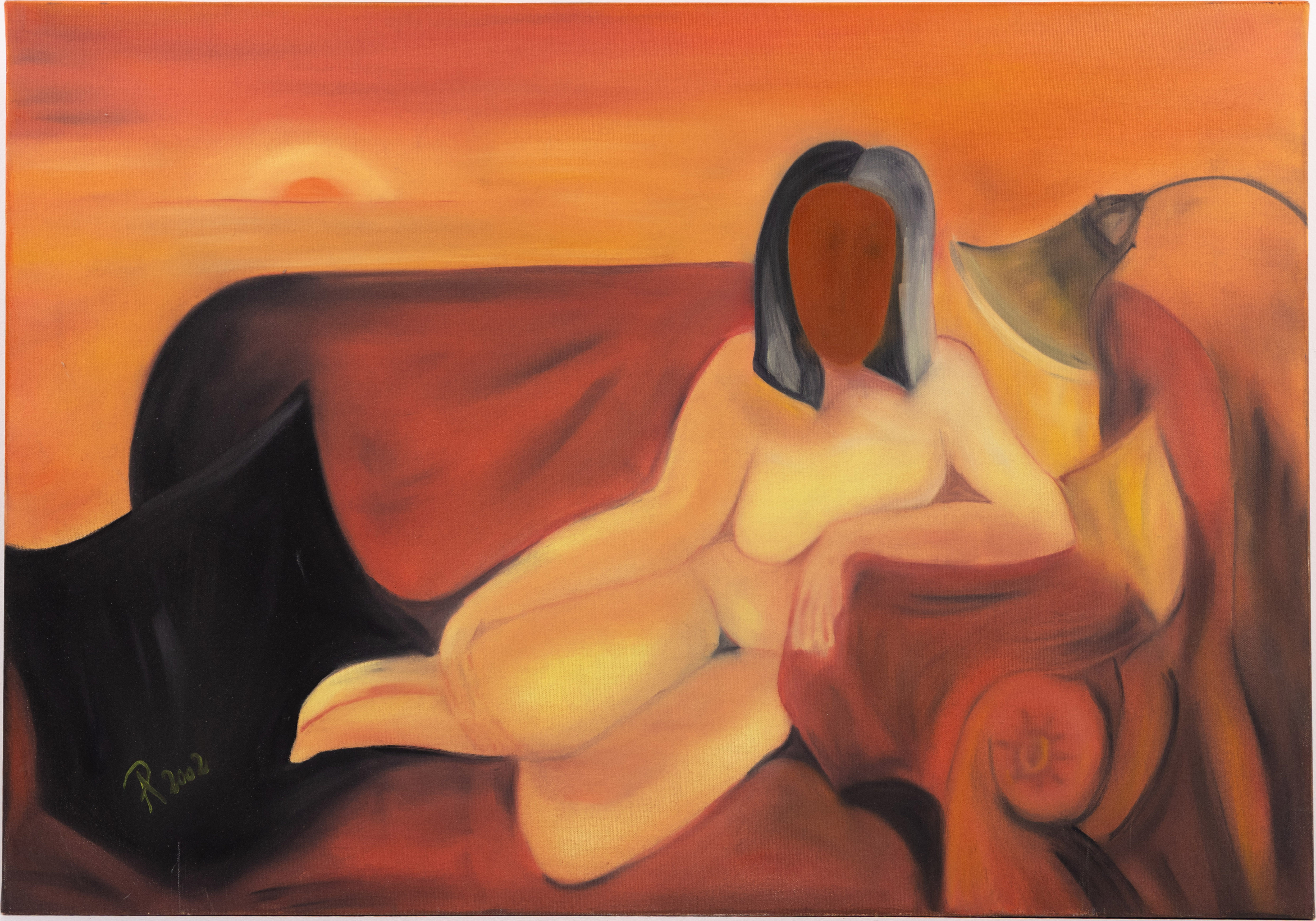 PETER ARNOLD. Vilande kvinna, olja på duk.