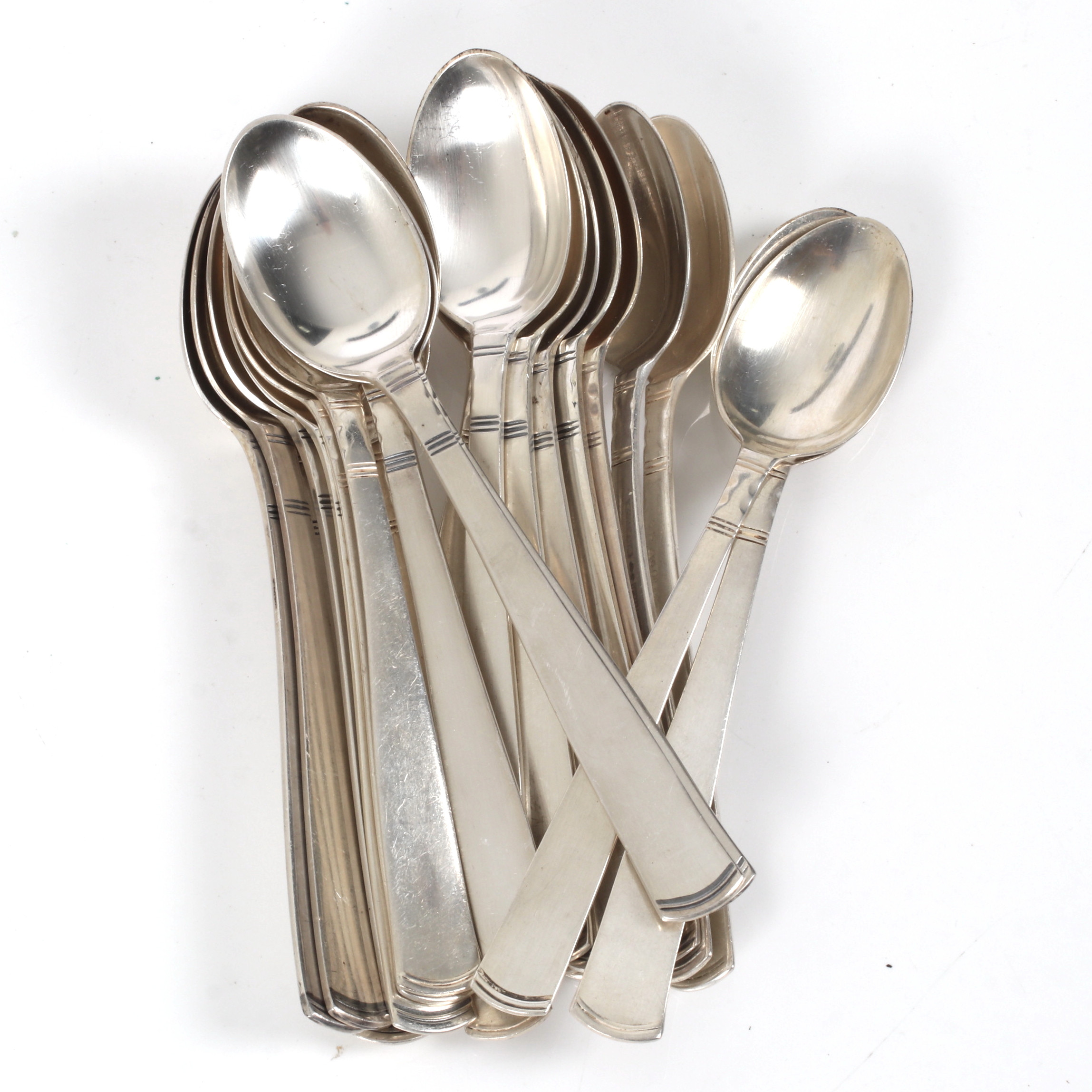 KAFFESKEDAR, 25 st. silver, modell "Rosenholm", GAB, Stockholm. 1960-tal. Vikt 358,5 gram.