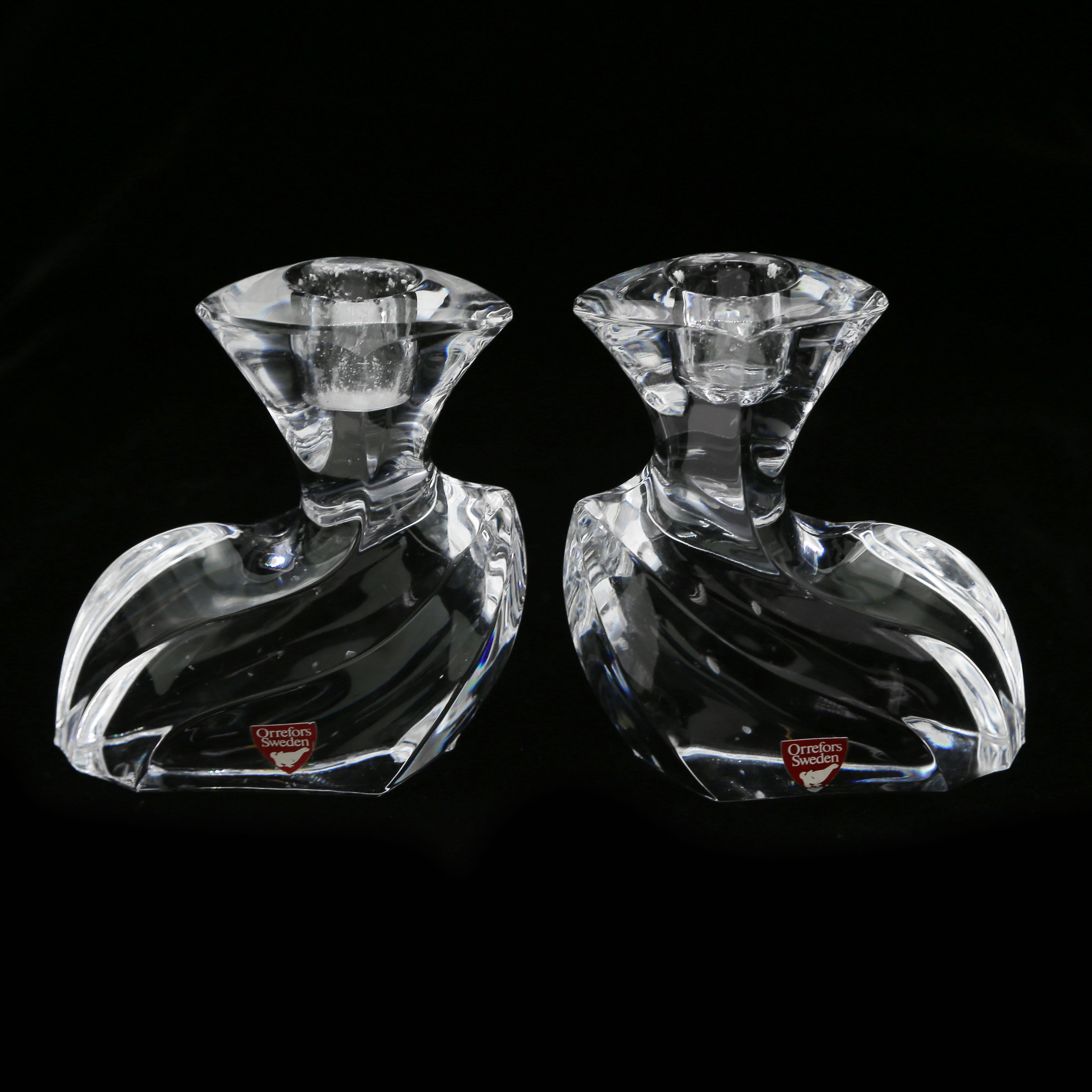 LJUSSTAKAR, PARET, ORREFORS, SIGNERADE.