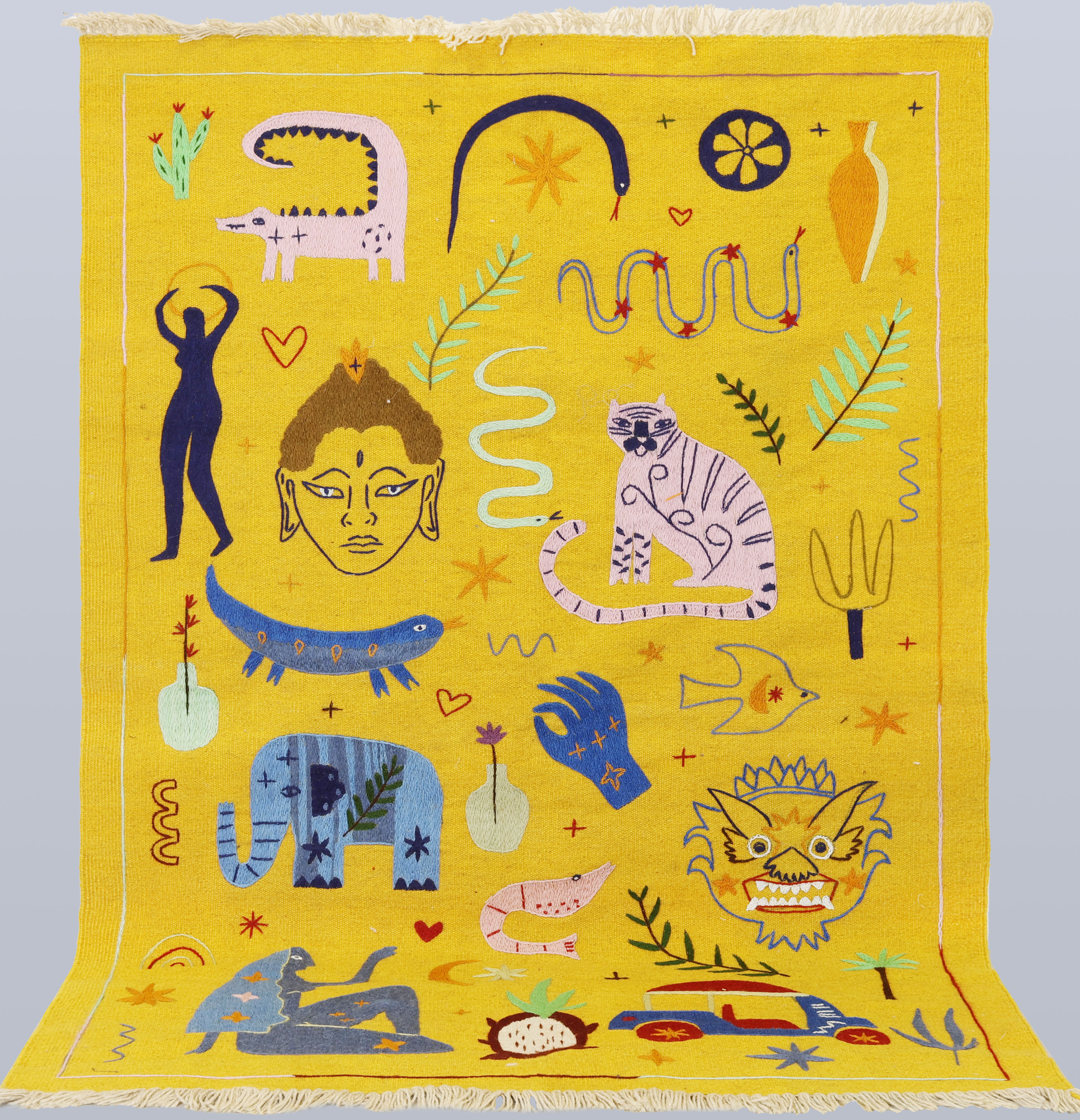 MATTA, Kelim, handvävd med handbroderi, ull, ca 180x120 cm.