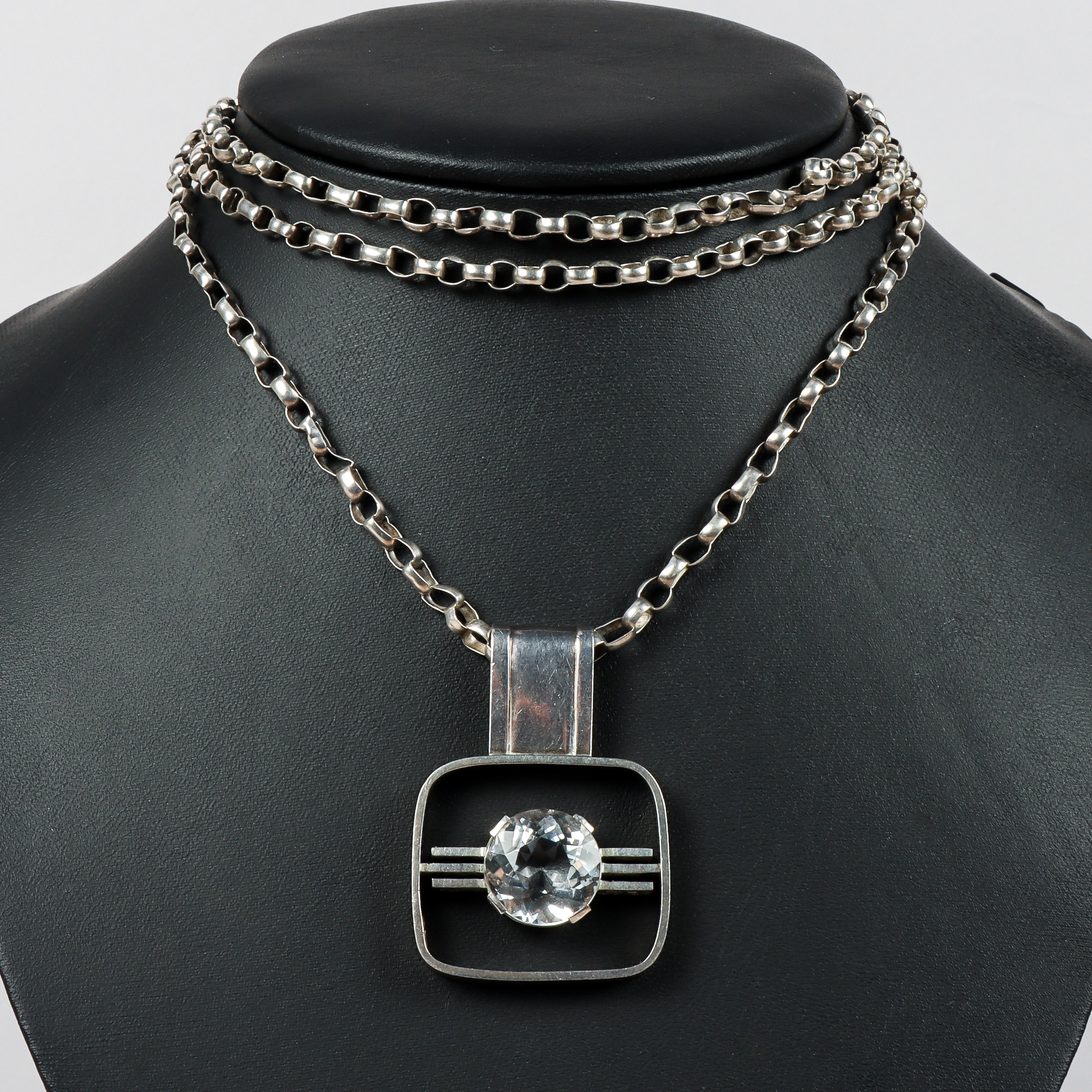 HALSKEDJA MED HÄNGE, Stigbert, silver och bergkristall, Heribert Engelbert AB, Stockholm 1942.