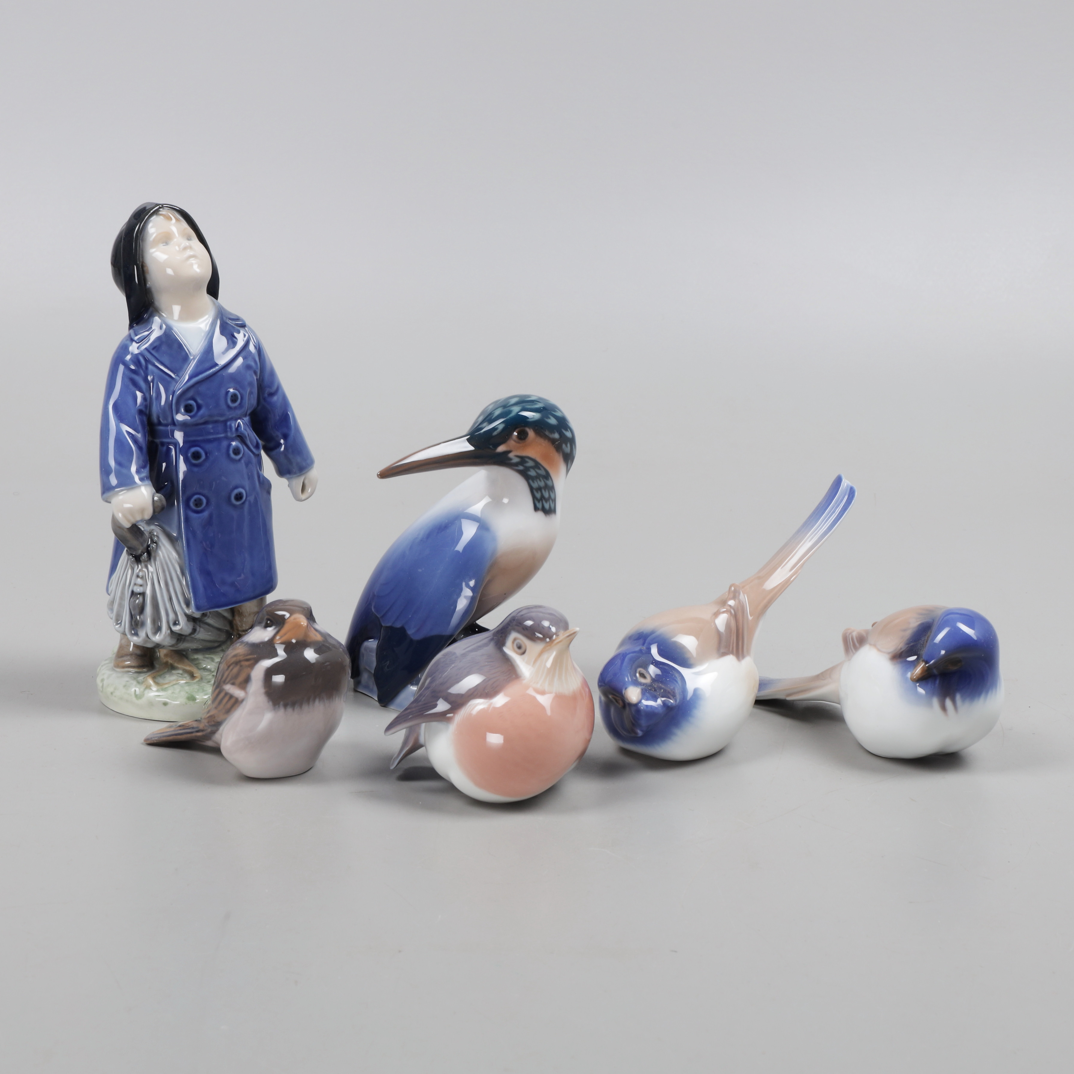 FIGURINER, 6st, porslin, Royal Copenhagen, Bing Gröndahl, Danmark.
