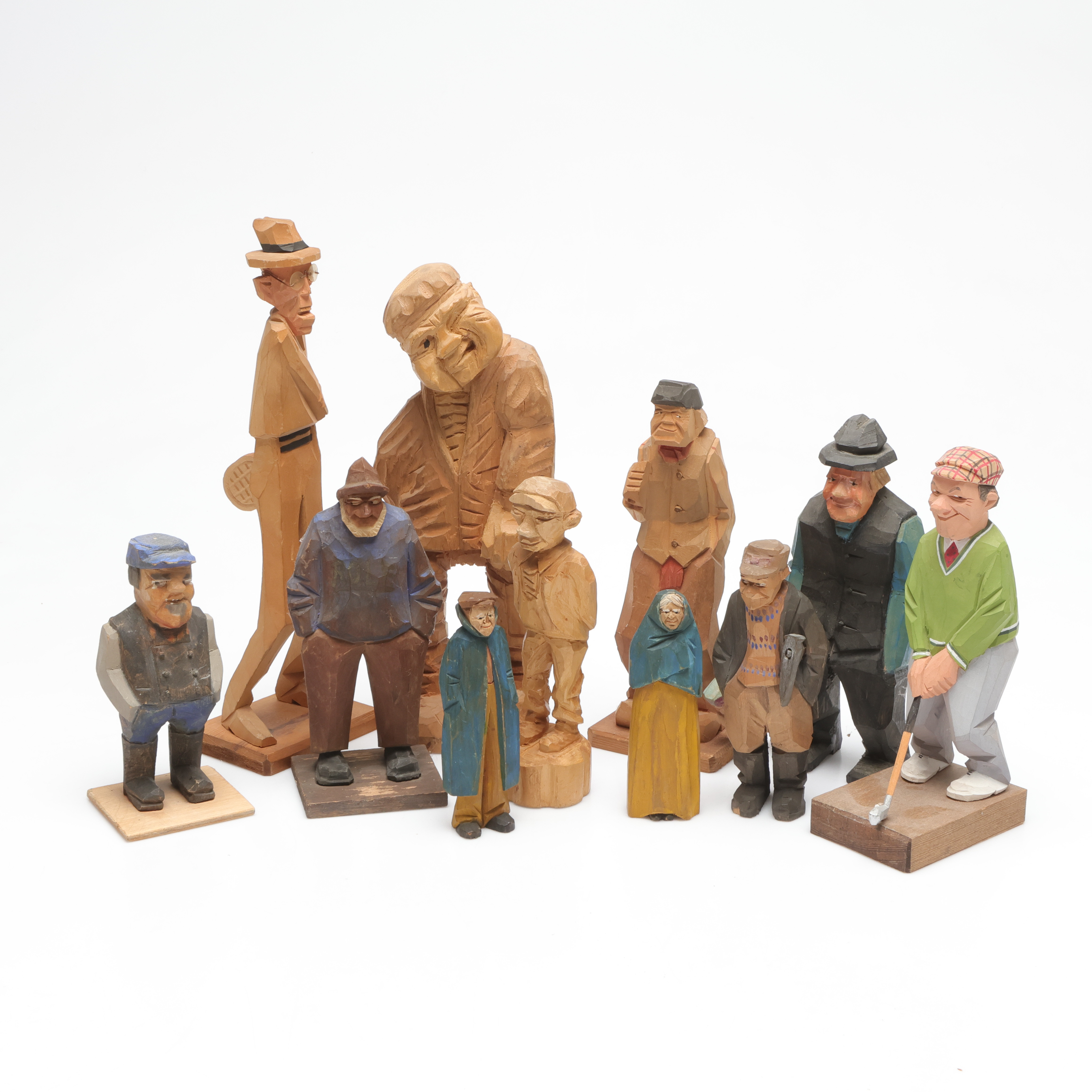 SKULPTURER, 11 st, trä, bl.a. Sven Gunnarsson.