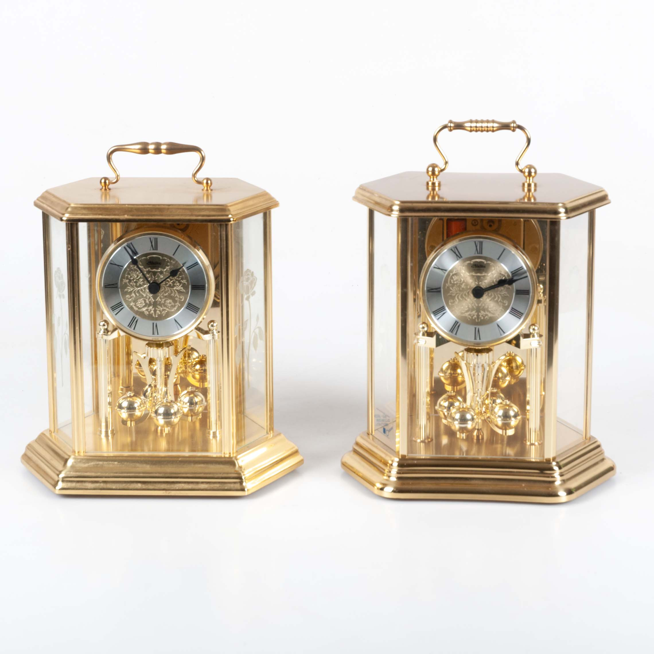 ÅRSUR, 2 st quartz, mässing/glas, Haller, Tyskland, sent 1900-tal.