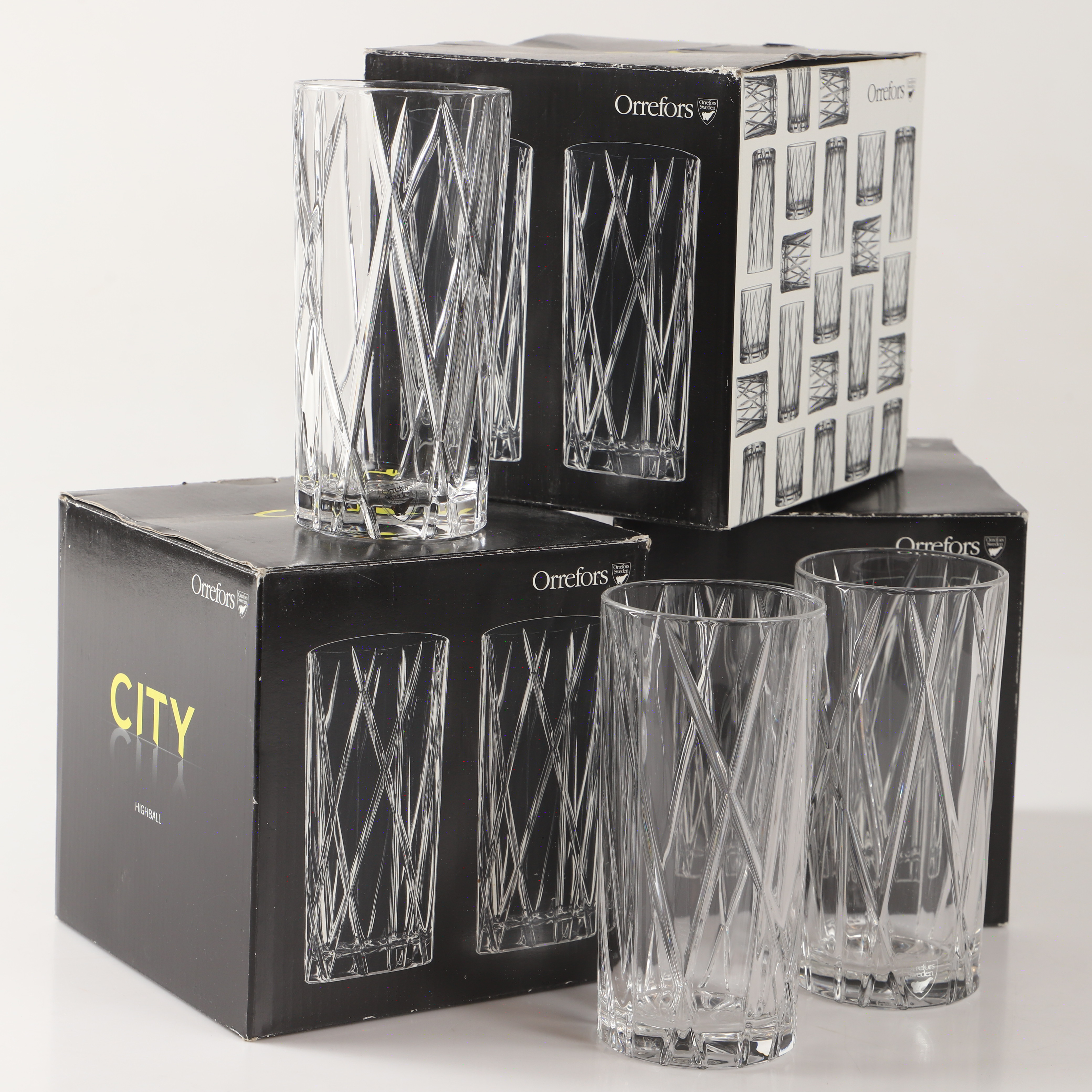 MARTTI RYTKÖNEN. Highballglas, 12 stycken, "City", Orrefors.