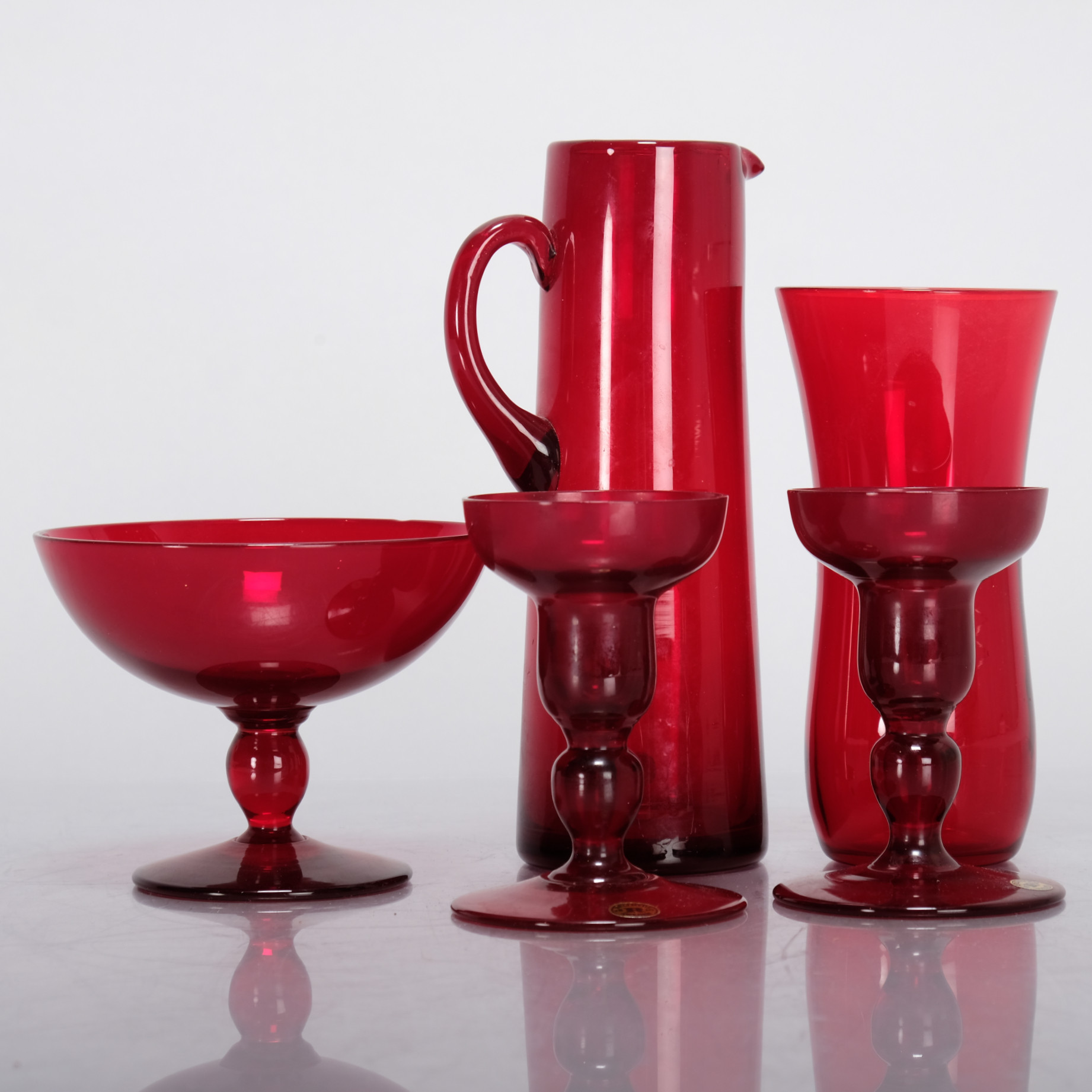 MONICA BRATT. SAMLING GLASFÖREMÅL, REIJMYRE, ( 5 delar).