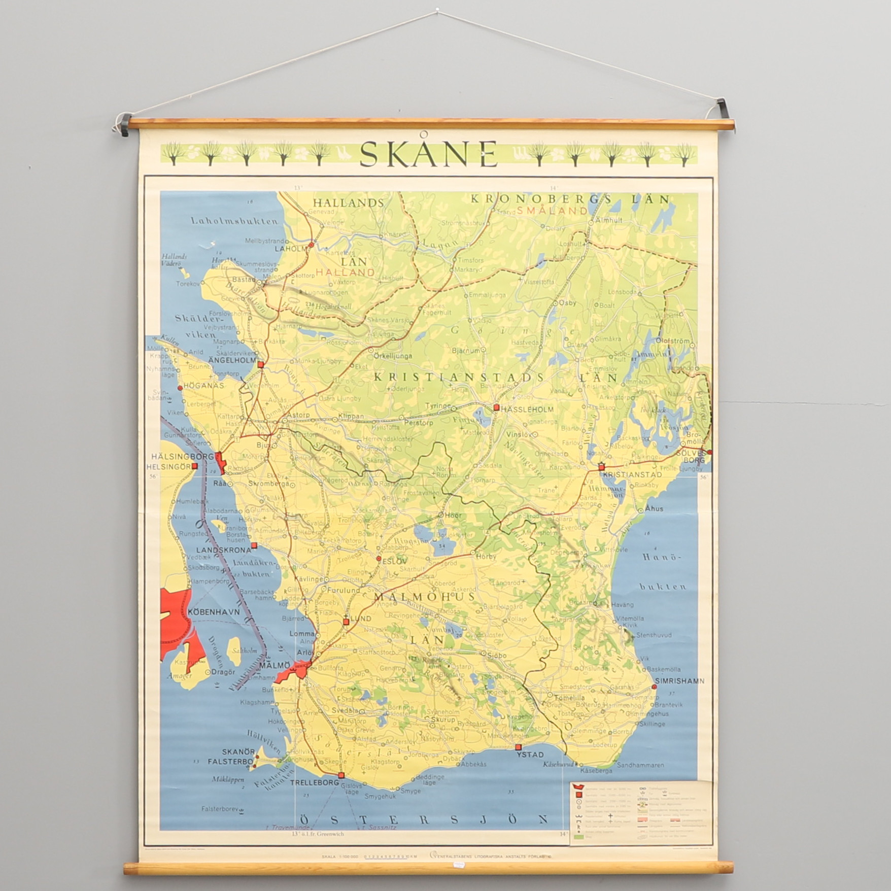 SKOLKARTA, Skåne, Generalstabens Litografiska Anstalts Förlag.