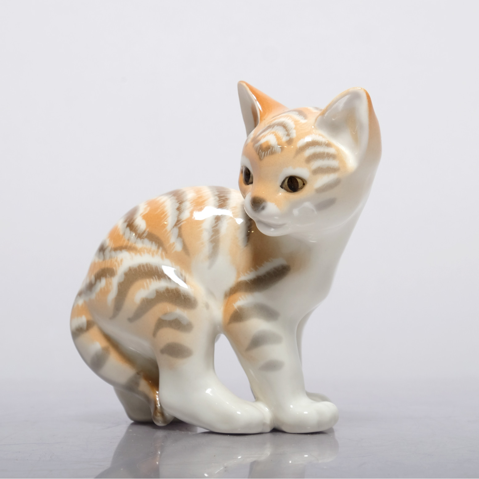 FIGURIN, porslin, katt, Lomonosov, USSR, Ryssland.