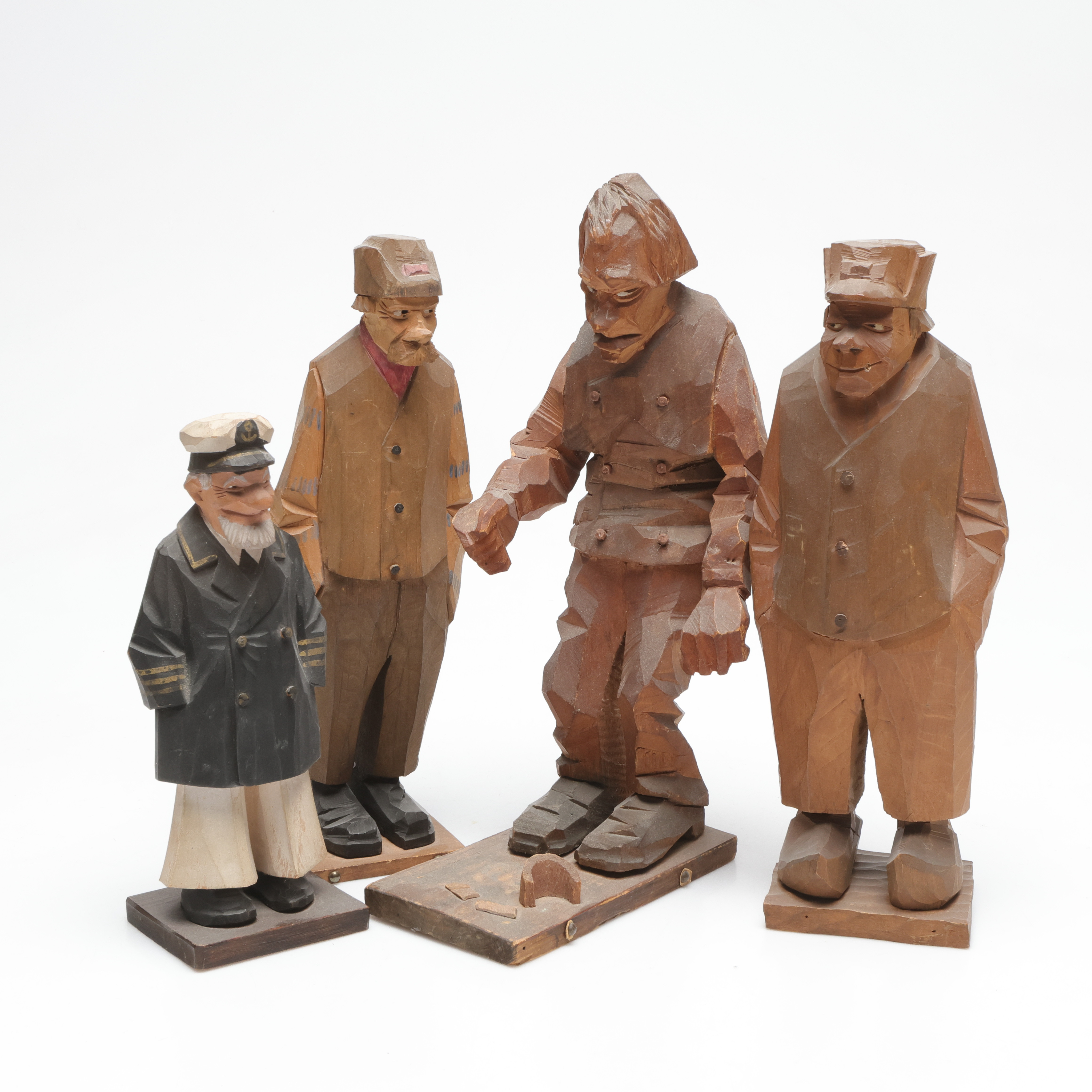 SKULPTURER, 4 st, snidat trä, Carl Johan Trygg samt Carl Olof Trygg.