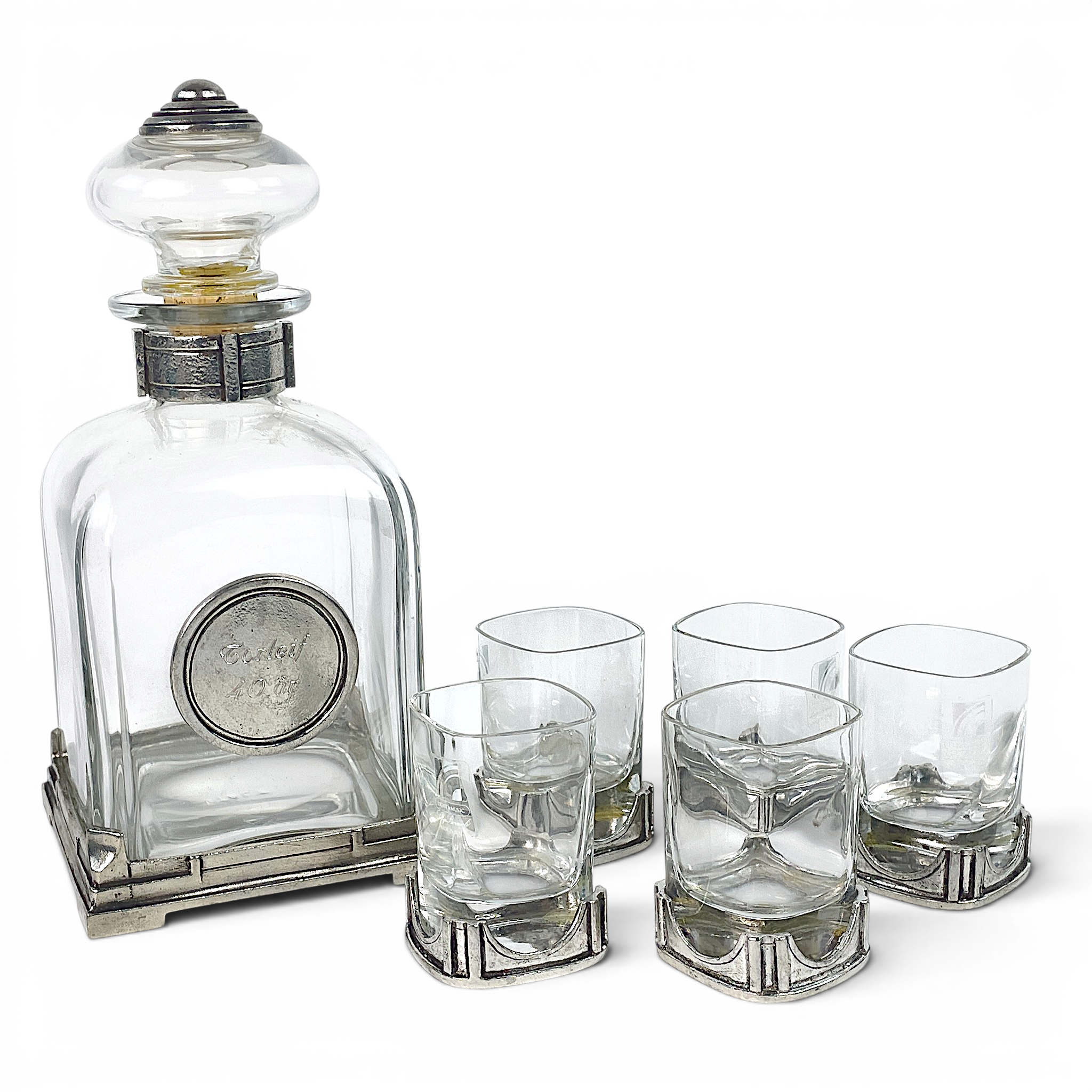 KARAFF, med glas, 6 delar. Glas/tenn, Light & Music, Luigi Bormioli, Italien.
