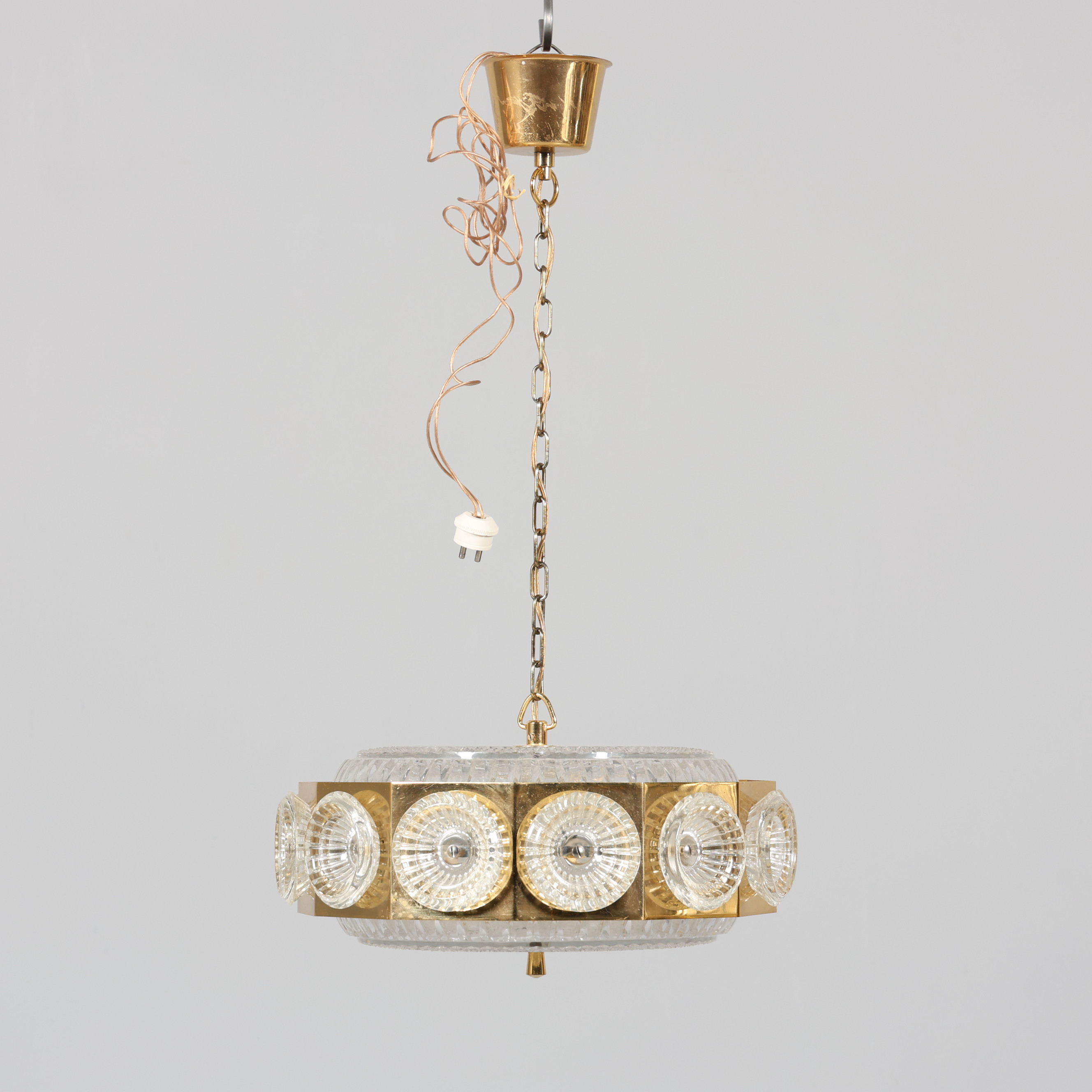 CARL FAGERLUND. TAKLAMPA, metall samt glas, Orrefors.