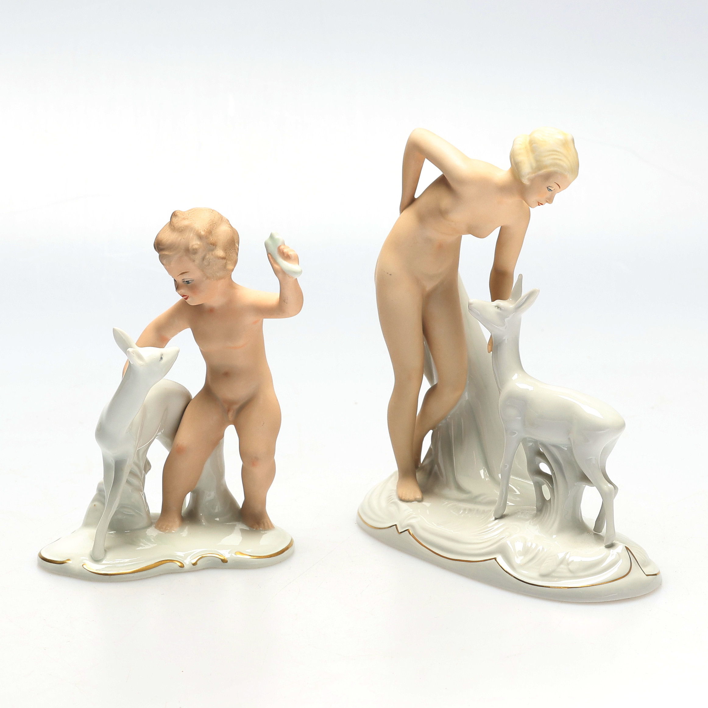 FIGURINER. 2 st, porslin, Schaubach, Tyskland.