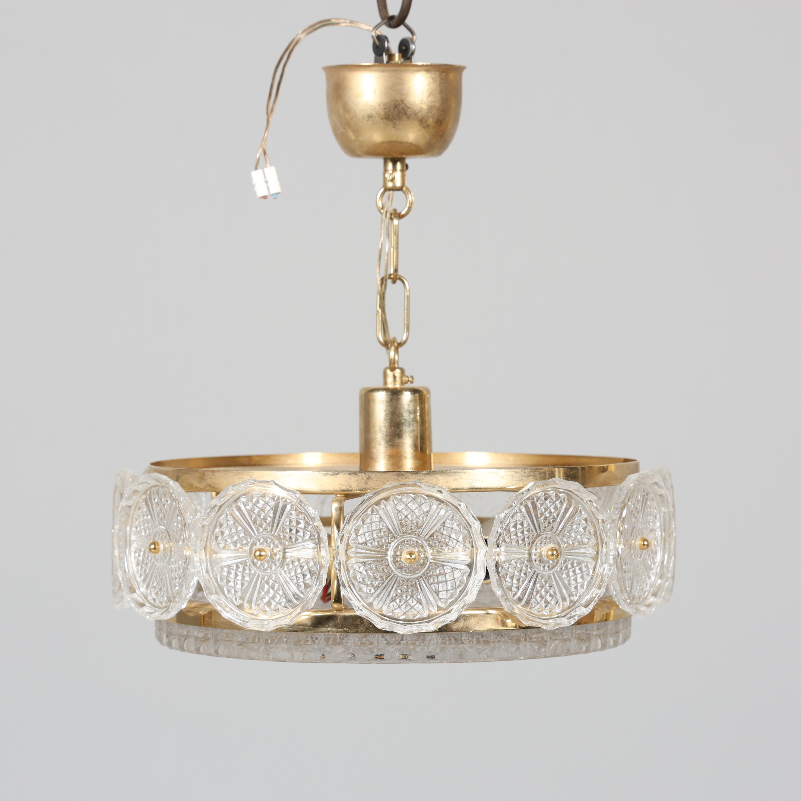 CARL FAGERLUND. TAKLAMPA, metall samt glas, Orrefors.