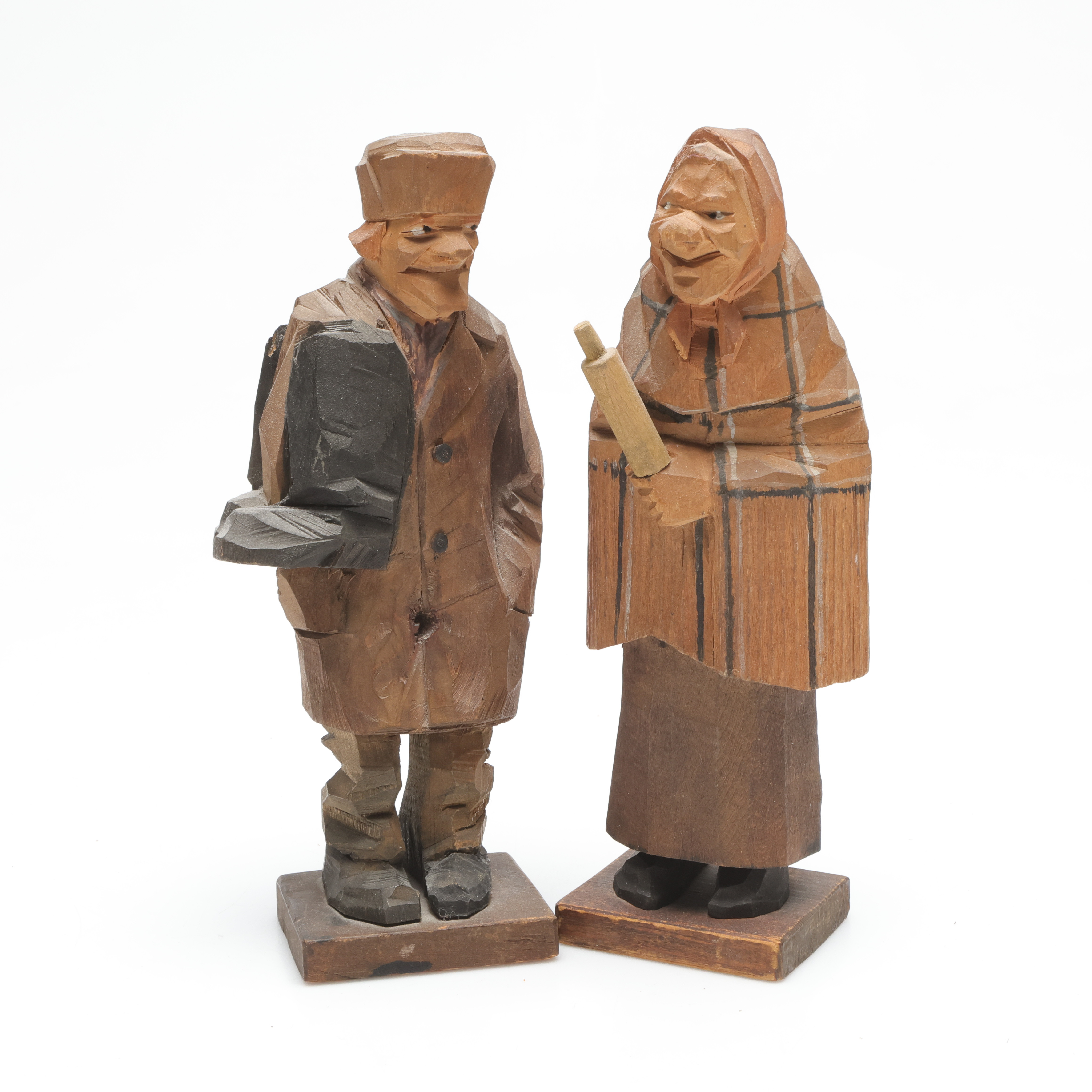 CARL JOHAN TRYGG. skulpturer, 2 st, snidat trä, signerad och daterad.