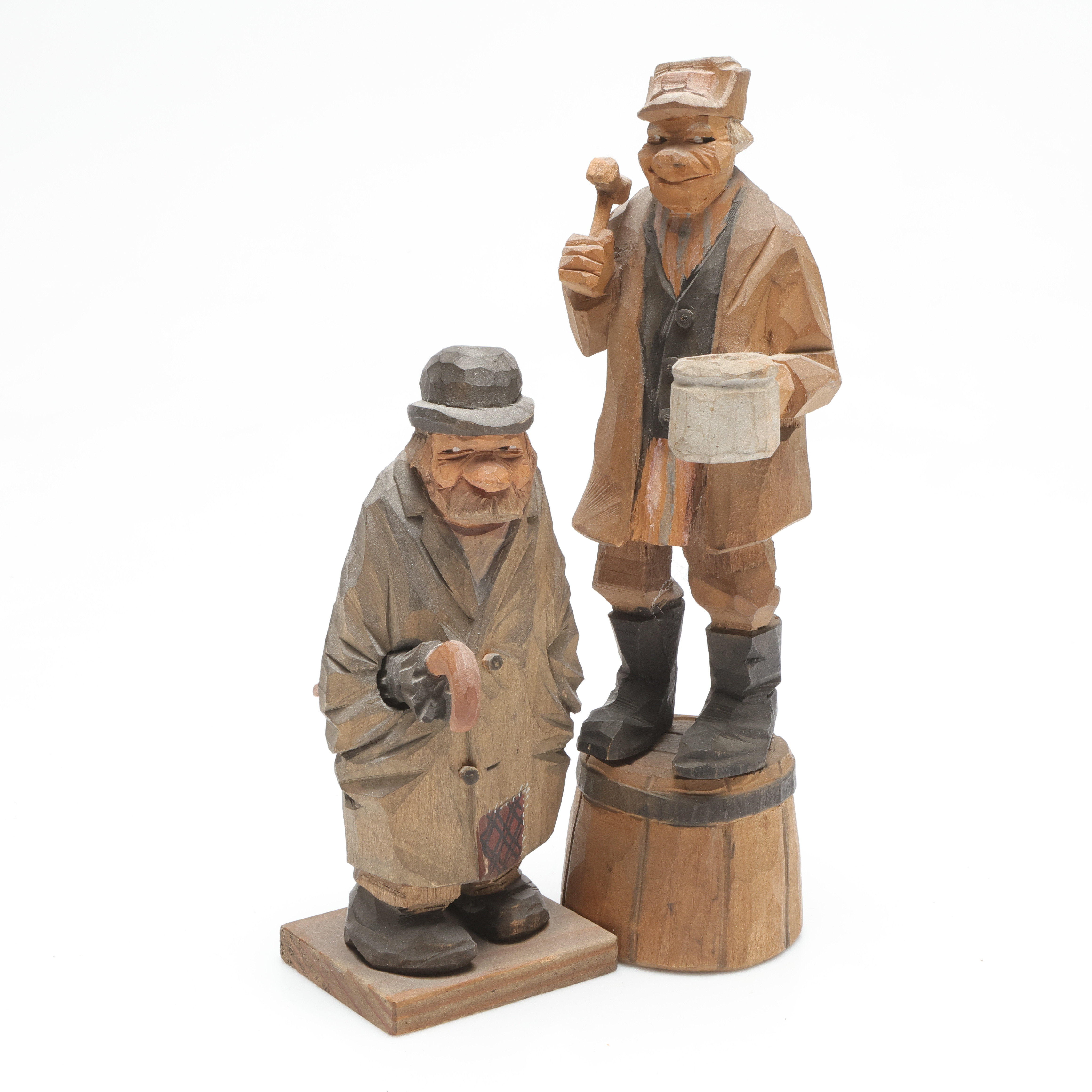 CARL JOHAN TRYGG OCH CARL OLOF TRYGG. skulpturer, 2 st, snidat trä, signerad och daterad.