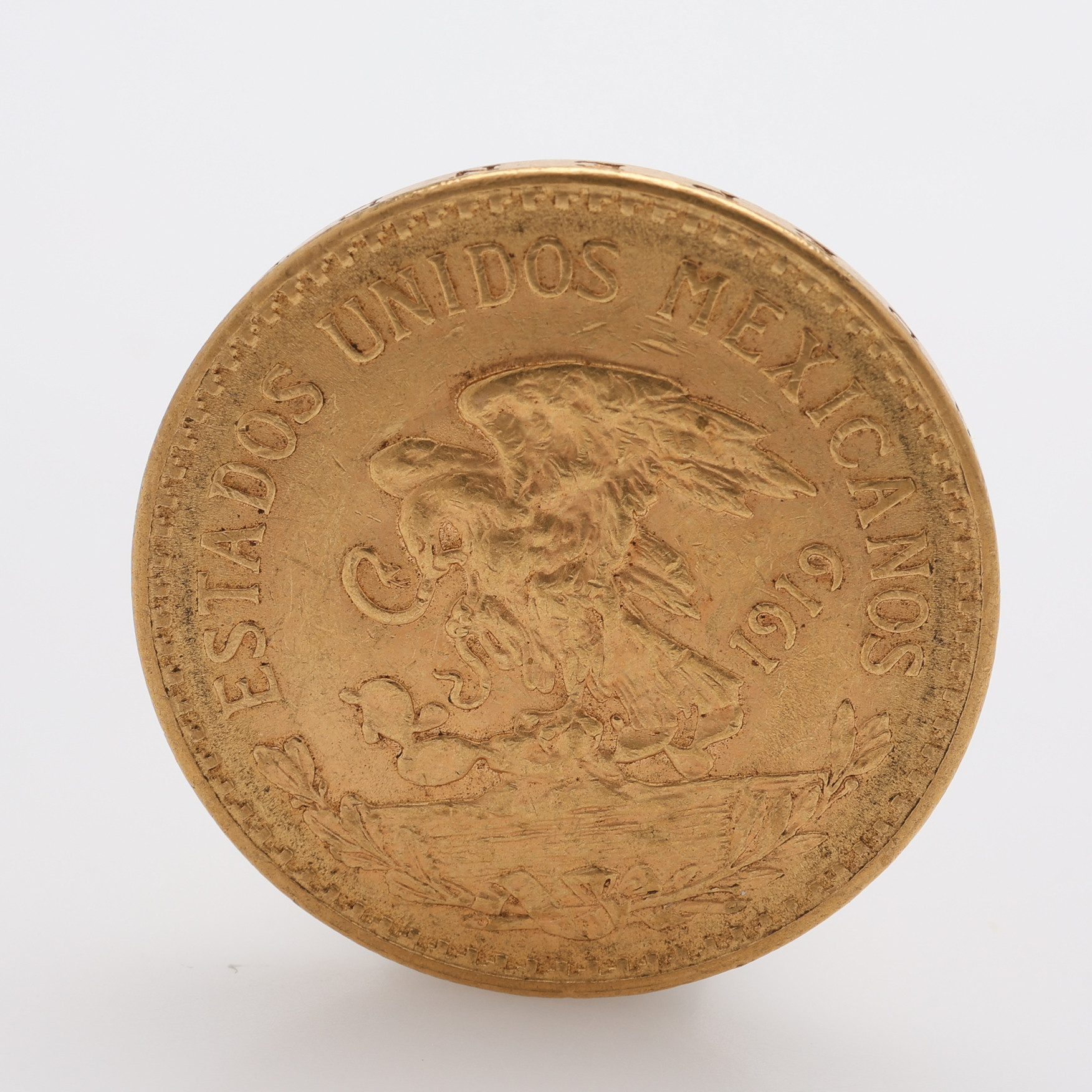 GULDMYNT, 20 pesos, Mexiko, 1919, 21,6 k, 16,7 g.