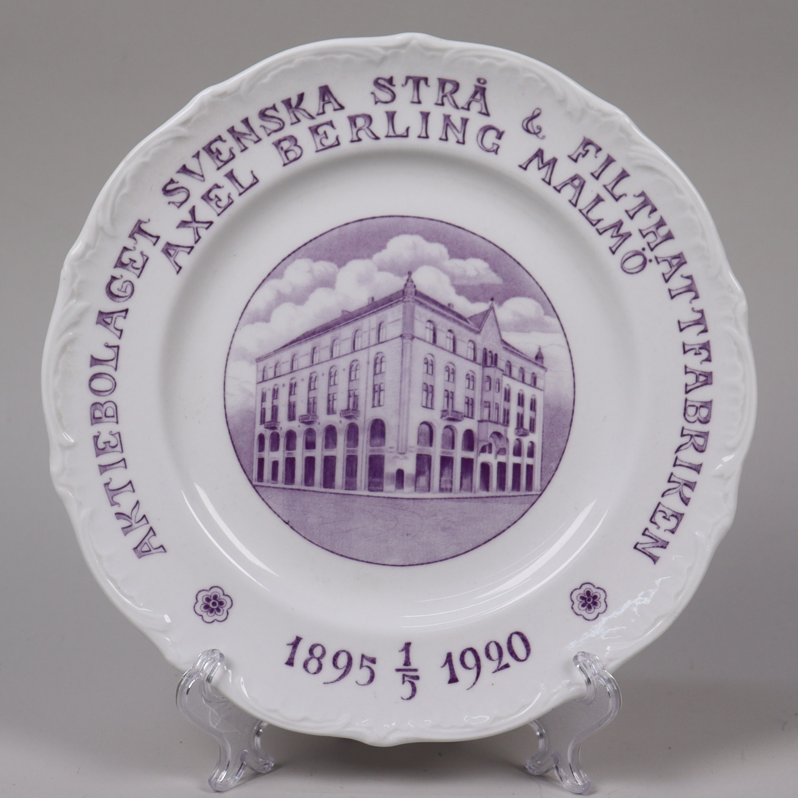 MINNESTALLRIK, AB Svenska Strå & Filthattsfabriken Axel Berlin, Malmö 1895 - 1920.