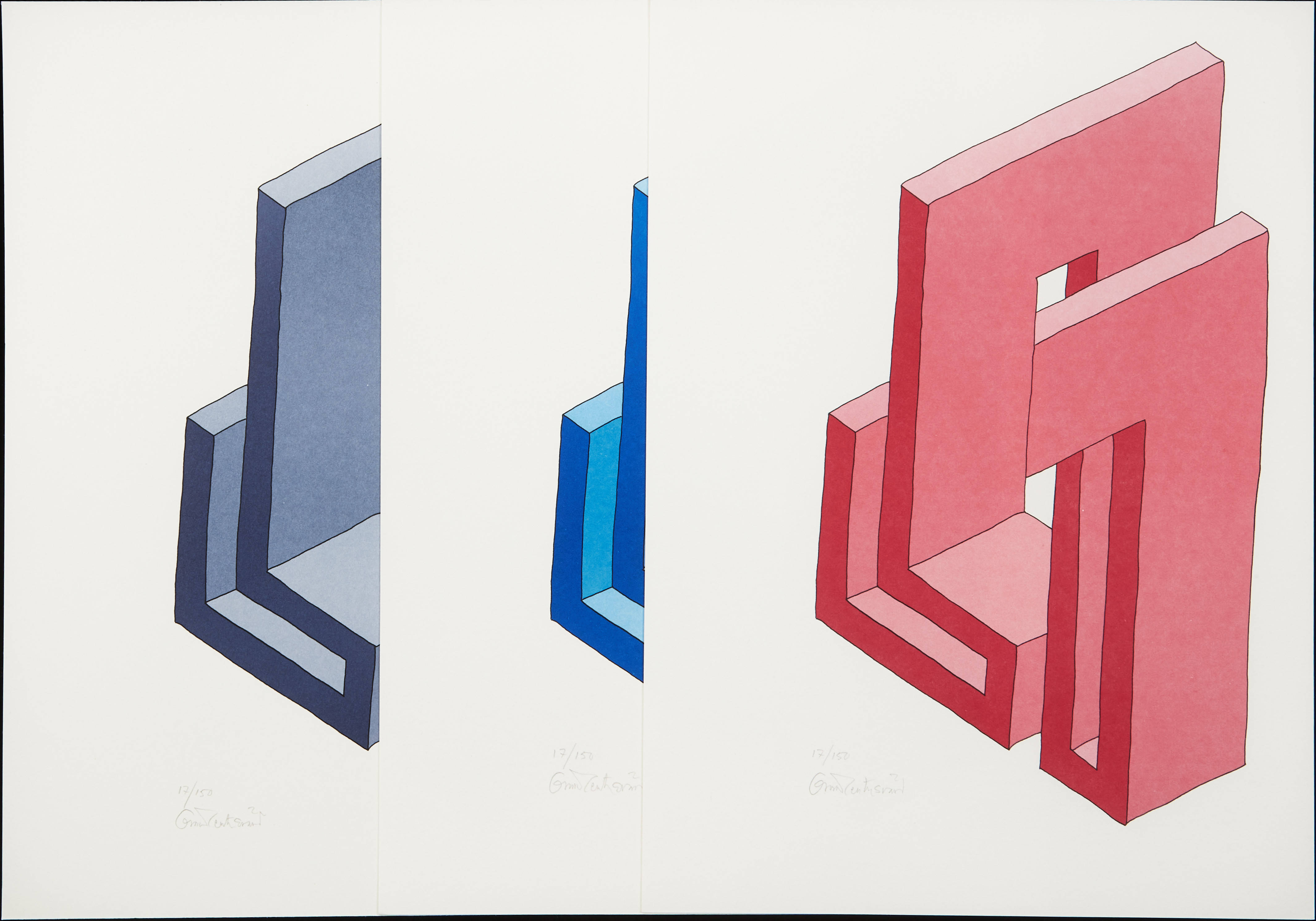 OSCAR REUTERSVÄRD. "Omöjliga figurer" 3 stycken, signerade och numrerade 17/150.