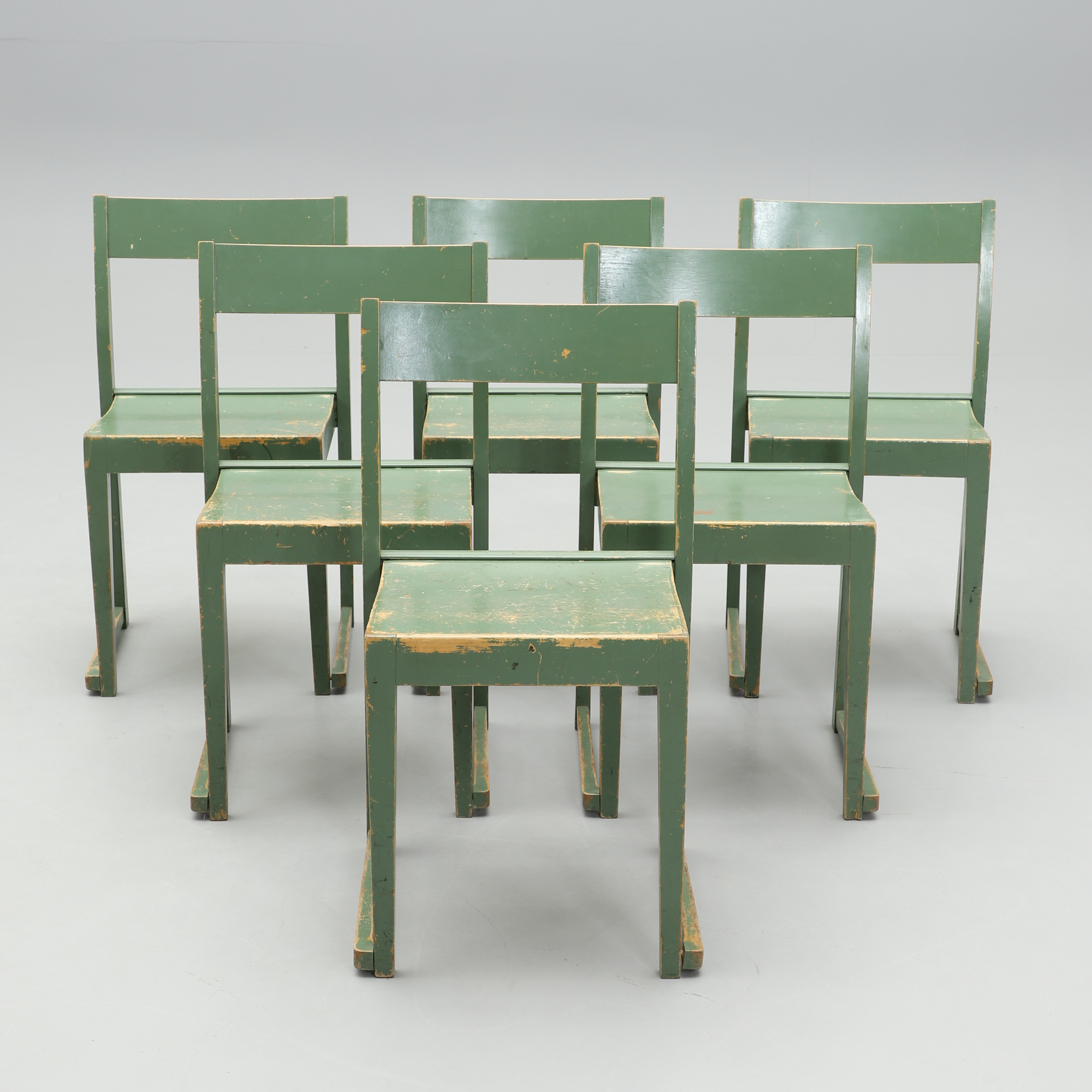 SVEN  MARKELIUS. Stolar, 6 st, "Orkesterstolen", 1930/40-tal.