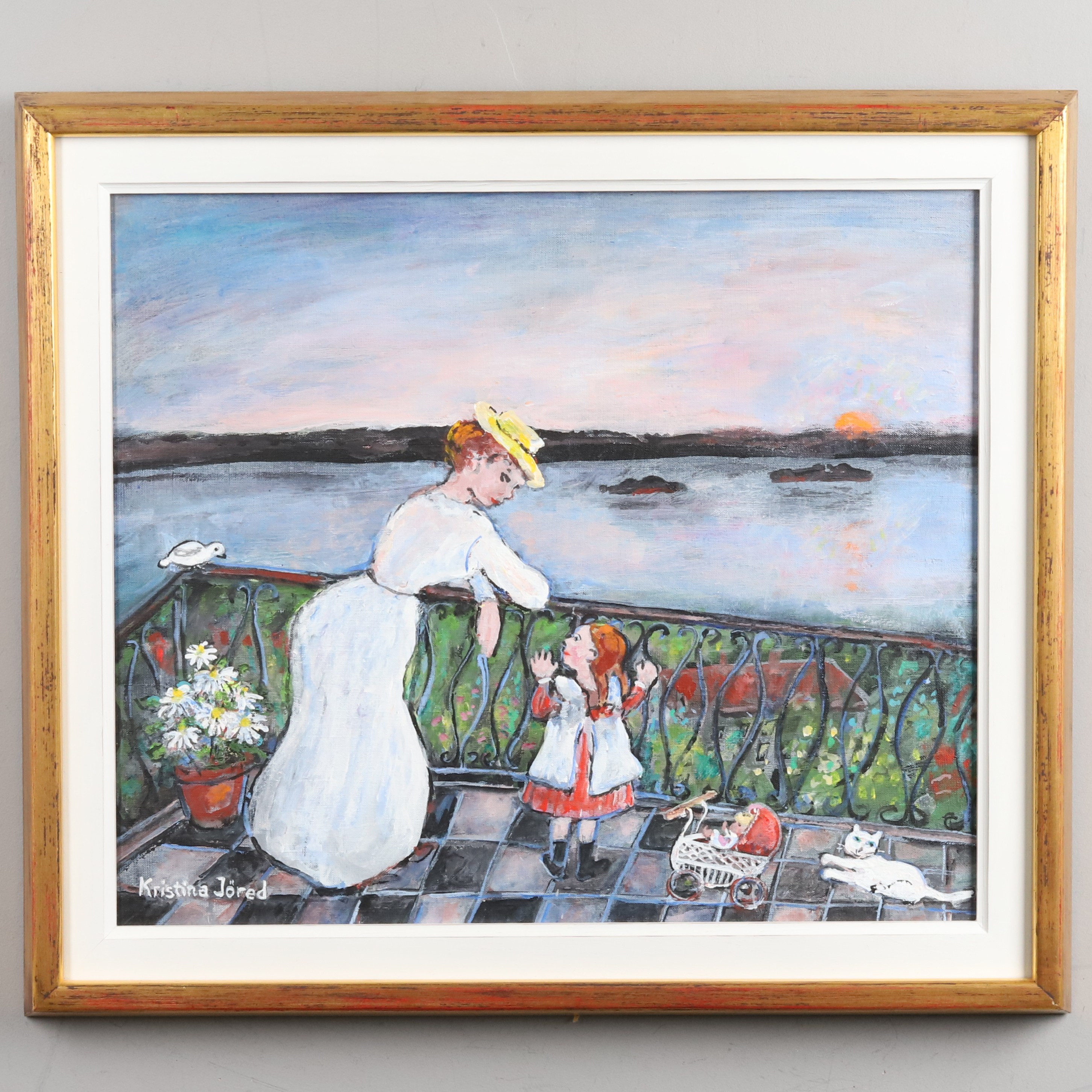 KRISTINA JÖRED. OLJA PÅ DUK, "På balkongen", signerad.