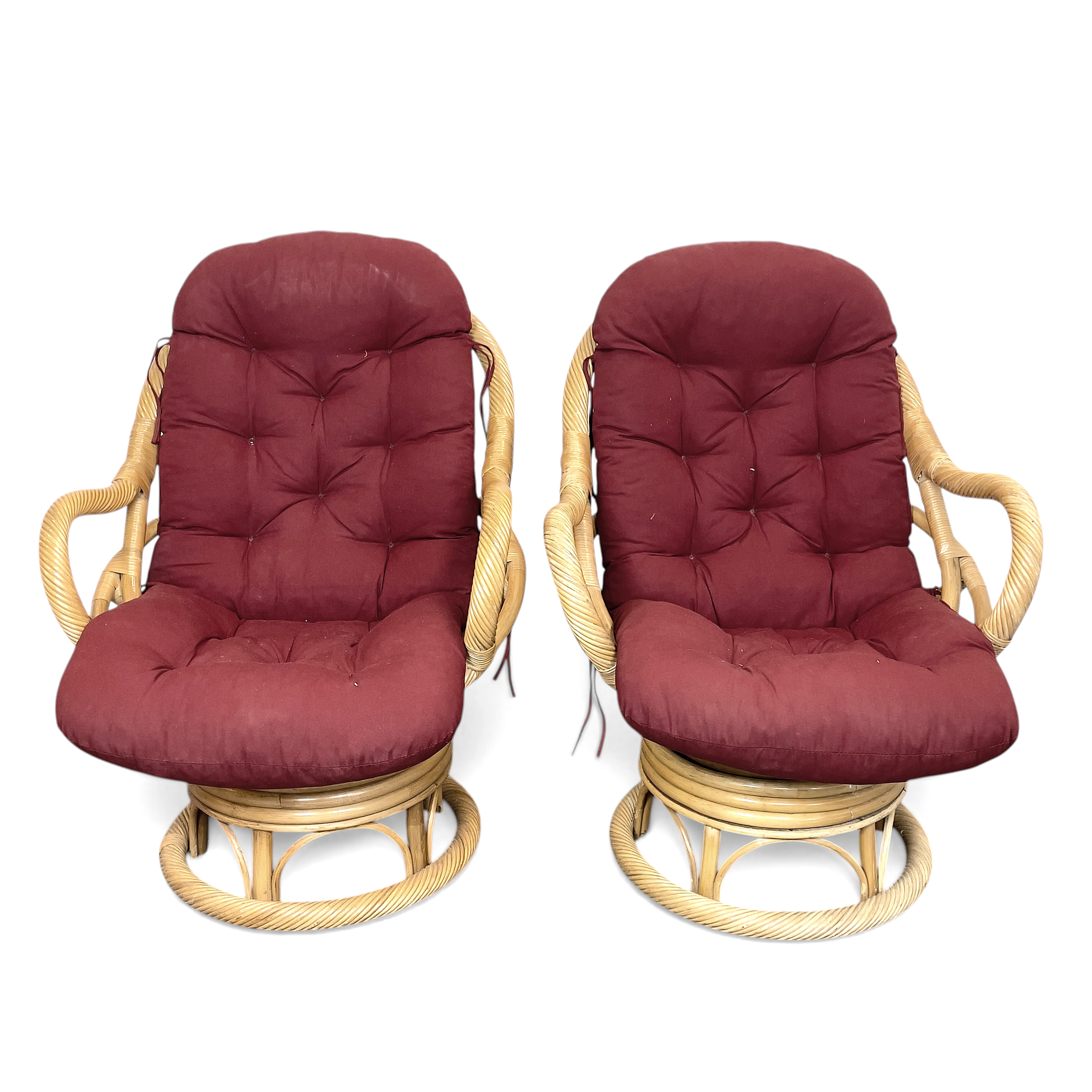 FÅTÖLJER, 1 par, med sittdynor, Rotting/bambu, 1900-tal.