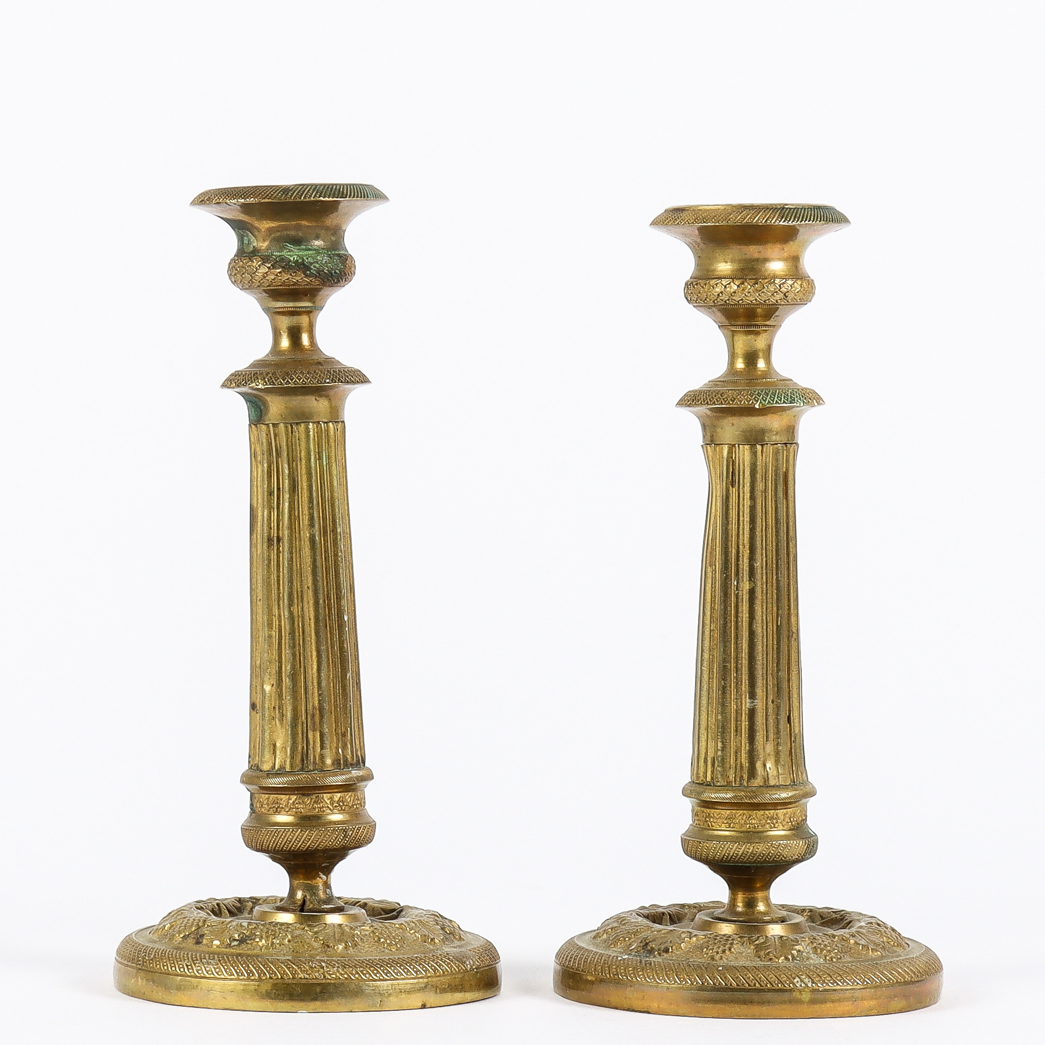 LJUSSTAKAR paret, mässing, 1800-tal.