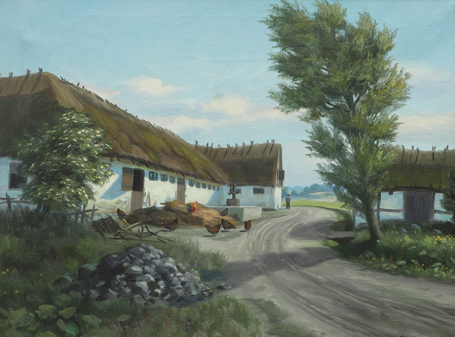 OIDENTIFIERAD KONSTNÄR. Olja på duk, gårdsmotiv, signerad A. Wennerberg.