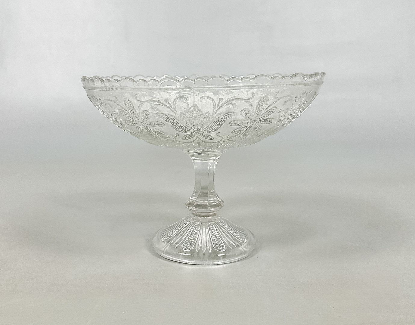 SKÅL PÅ FOT, pressglas, Fåglaviks Glasbruk, omkring år 1890.