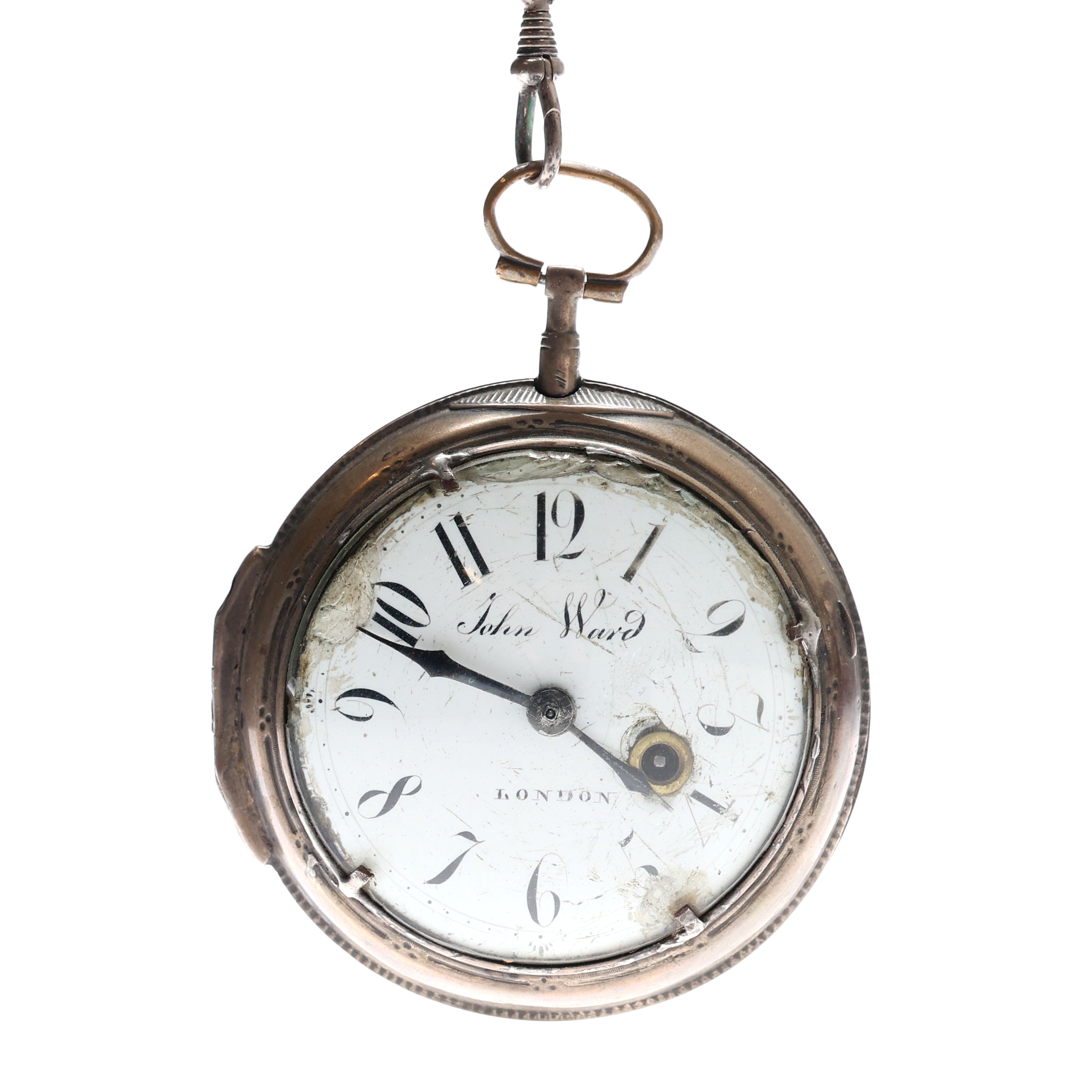 SPINDELUR med kedja, silver, John Ward, London 17/1800-tal.