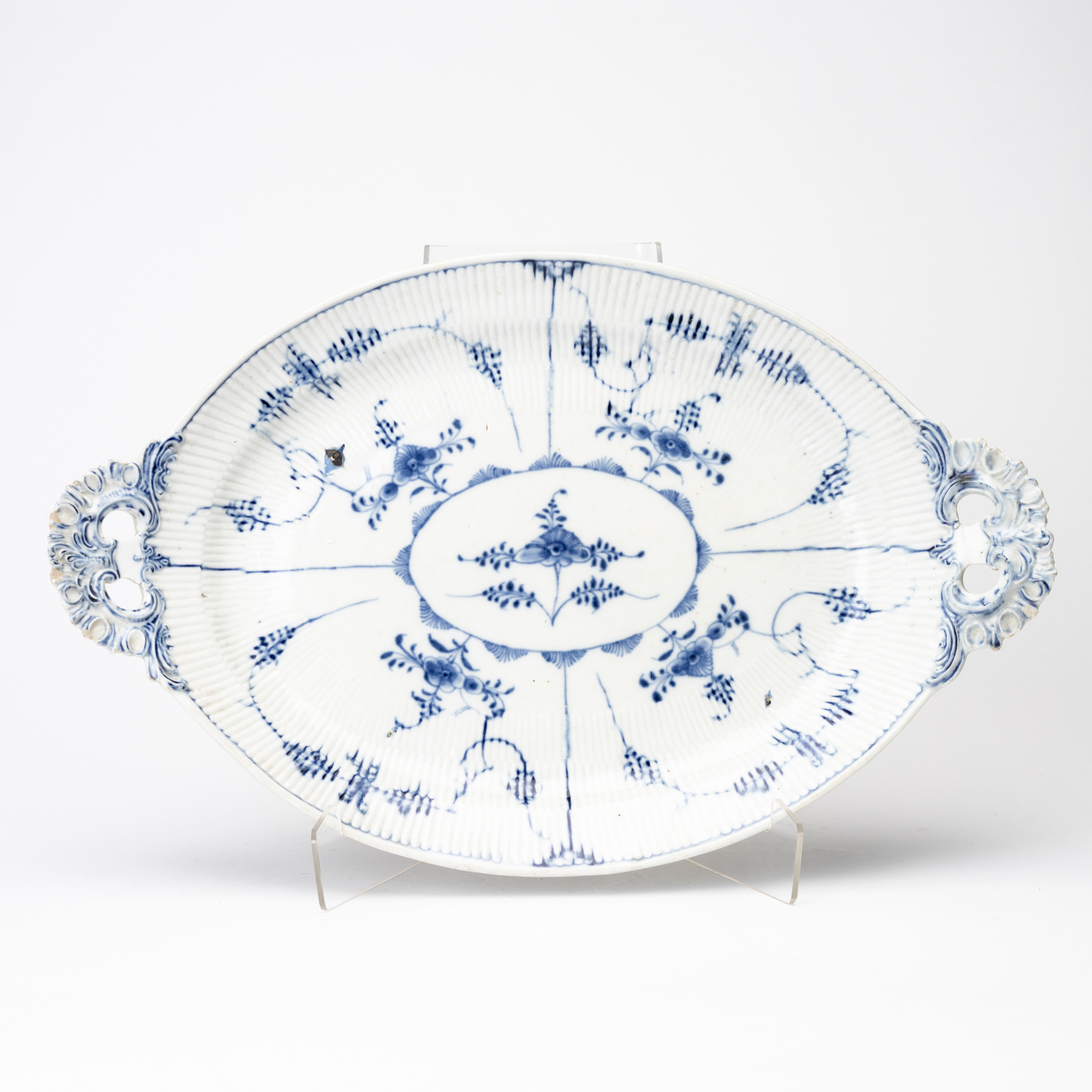 UPPLÄGGNINGSFAT, porslin, "Musselmalet", Royal Copenhagen, Danmark, sekelskiftet 18/1900.