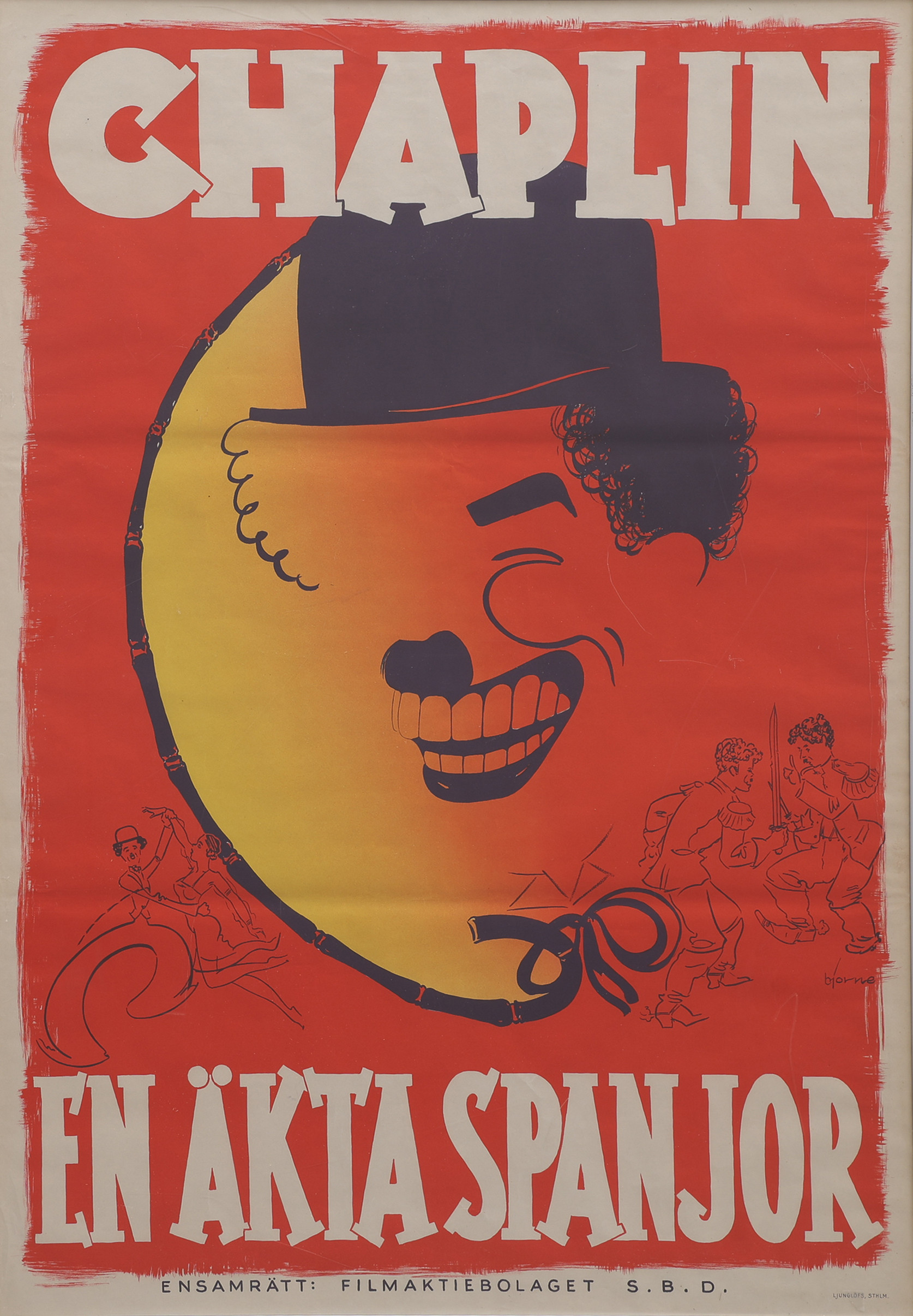 FILMAFFISCH, CHAPLIN, "EN ÄKTA SPANJOR / A BURLESQUE ON CARMEN", (1915), 1937.