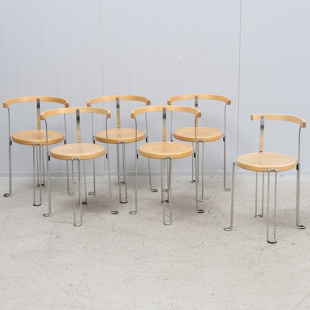 BÖRGE LINDAU. Stolar, 6 st, "Oblado & Carmen", Blå station, Åhus.