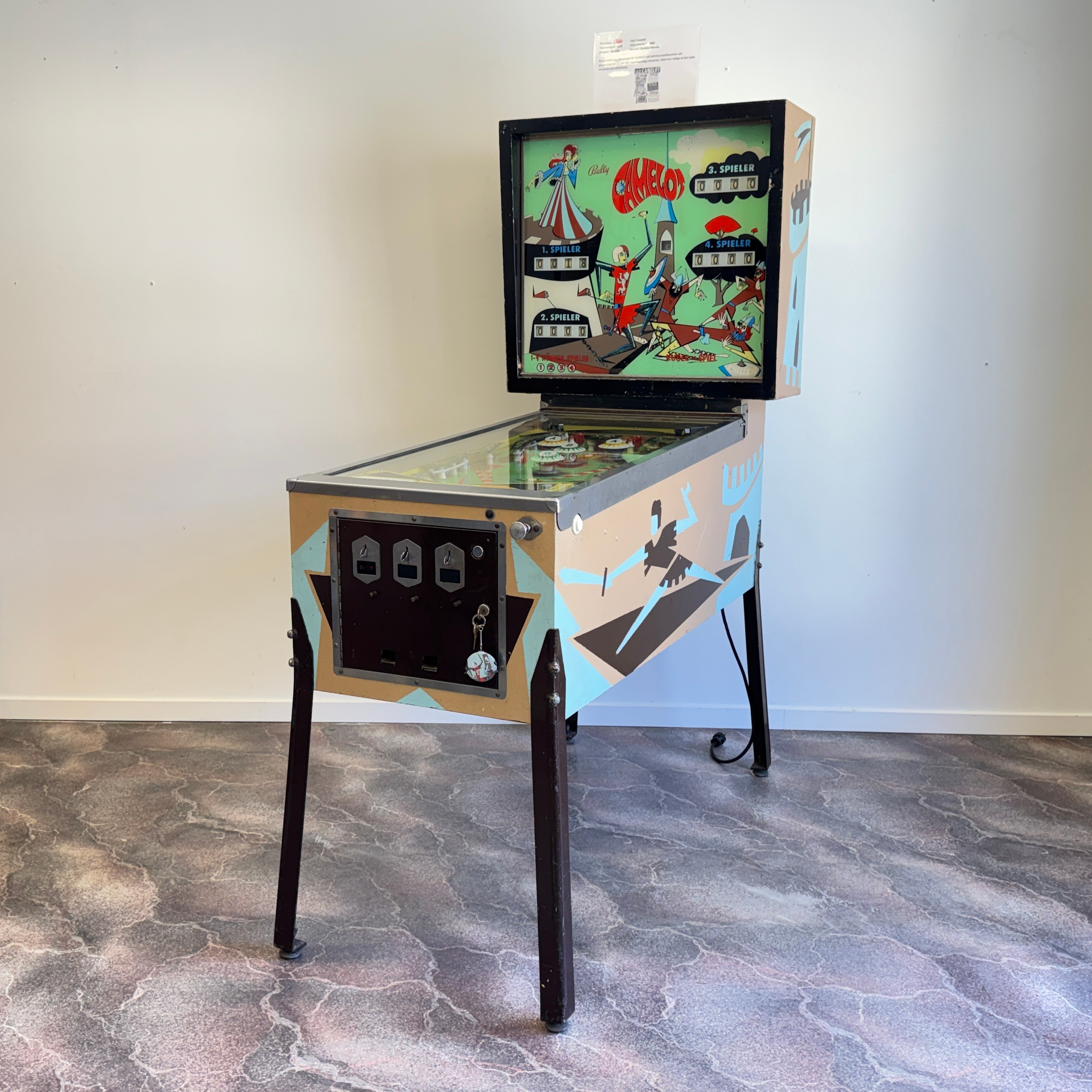 FLIPPERSPEL, BALLY CAMELOT, "TYSK-EDITION", 1970, USA.