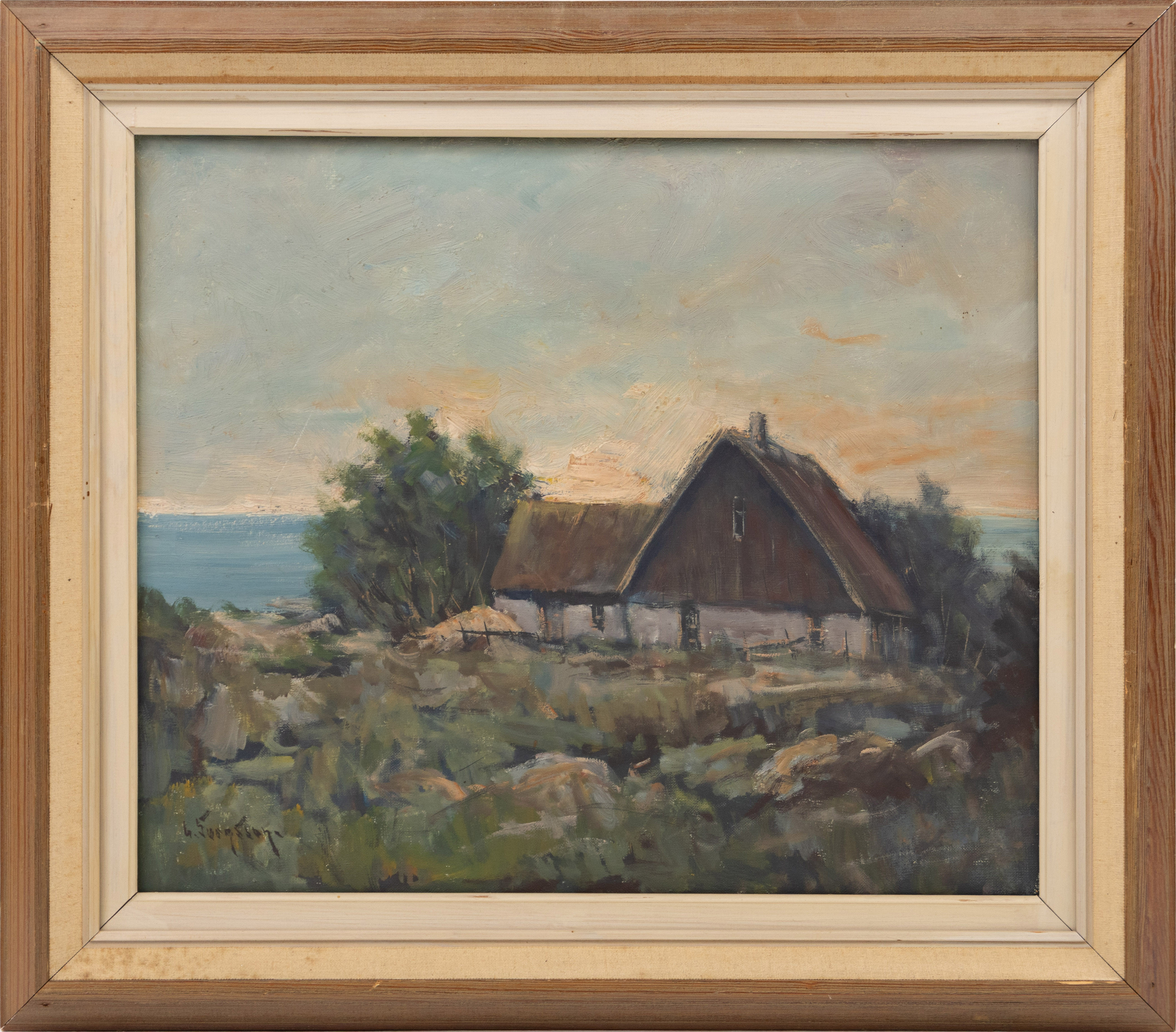 GÖTE SVENSSON. Olja på duk, kustmotiv, signerad.