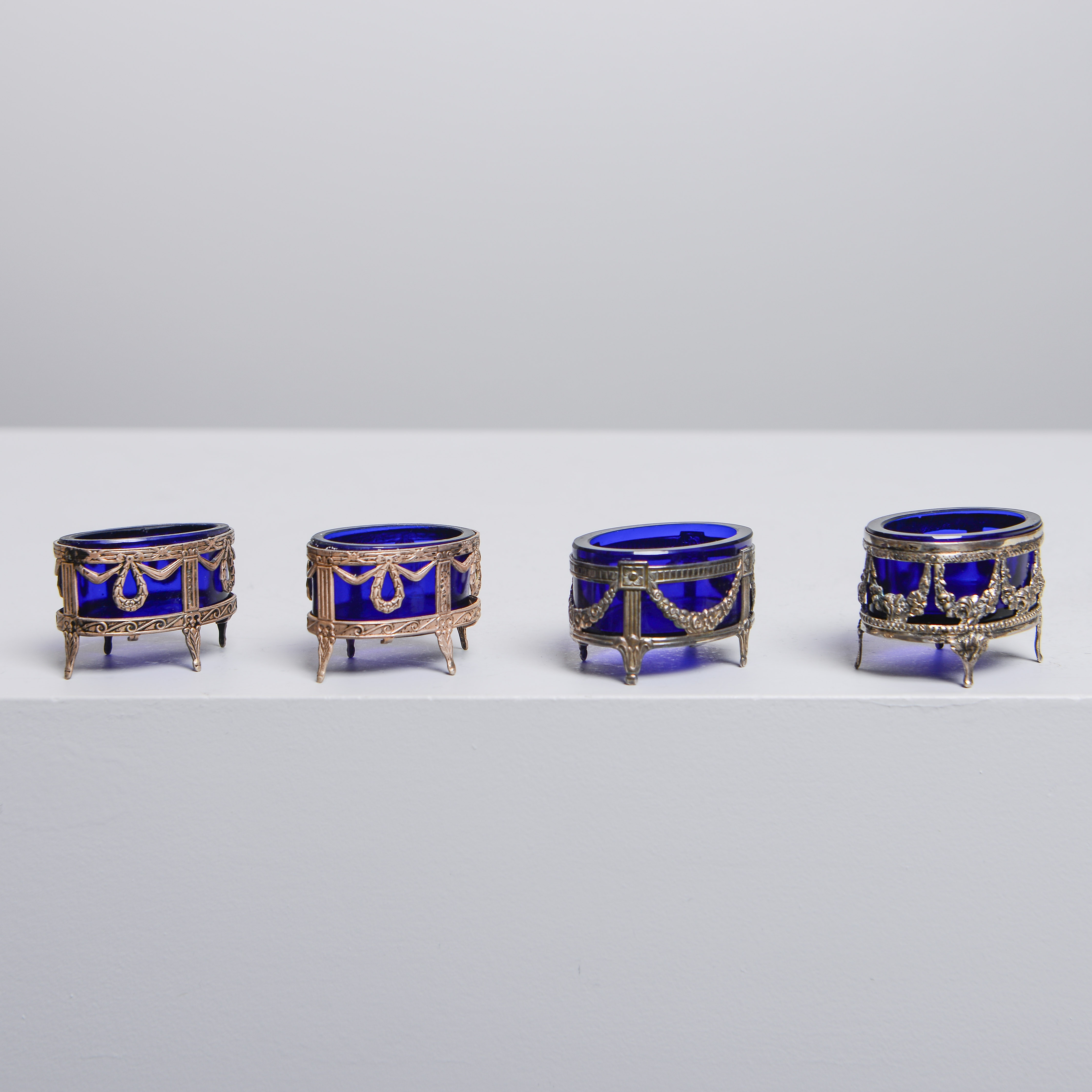 SALTKAR, 4 st, silver, gustaviansk stil.