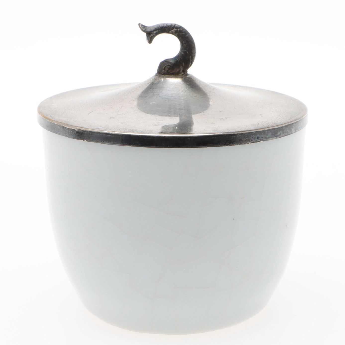 LOCKASK, porslin/metall lock, Upsala Ekeby, KB Karlskrona, 1920/30-tal.