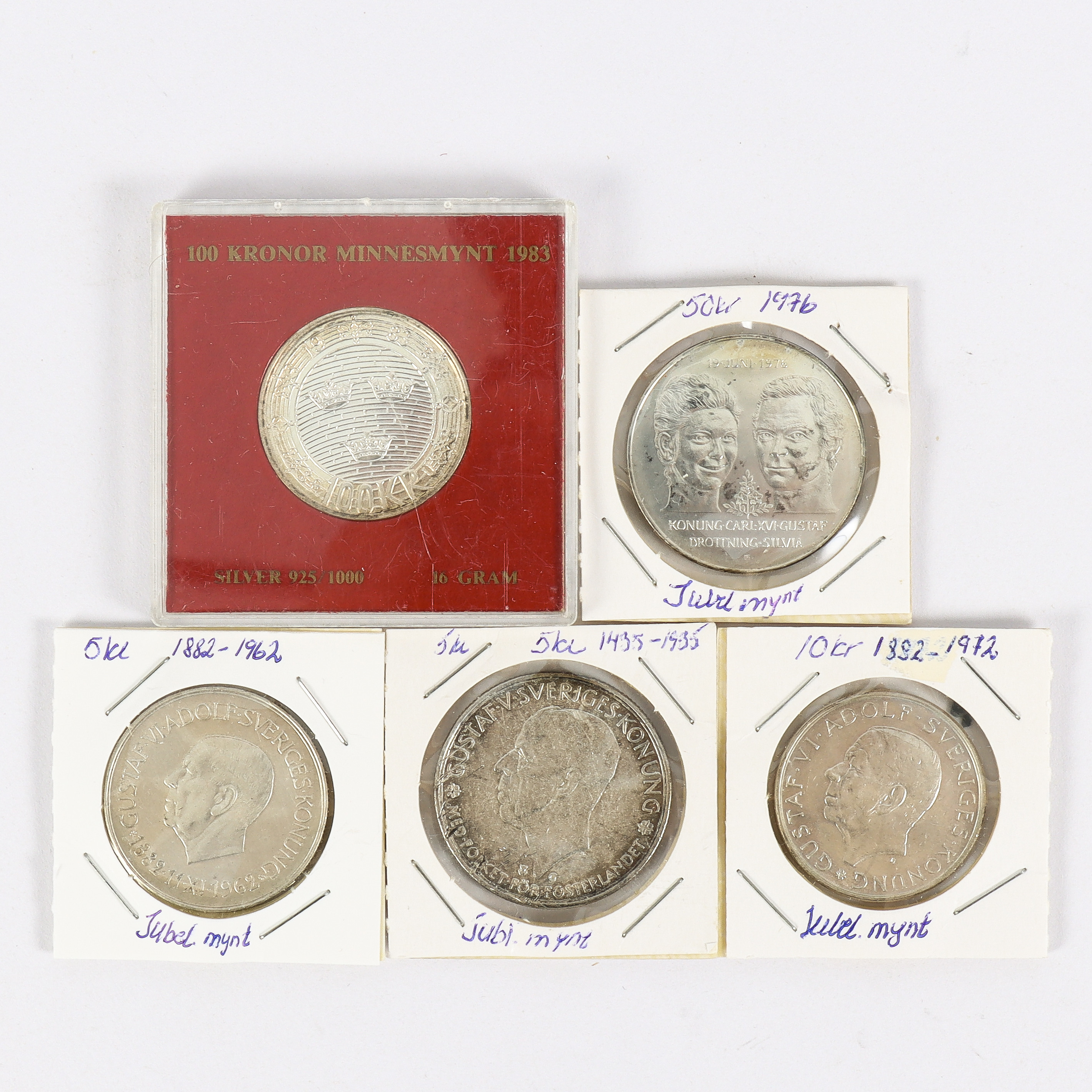 JUBILEUMSMYNT 5 stycken, Sverige.