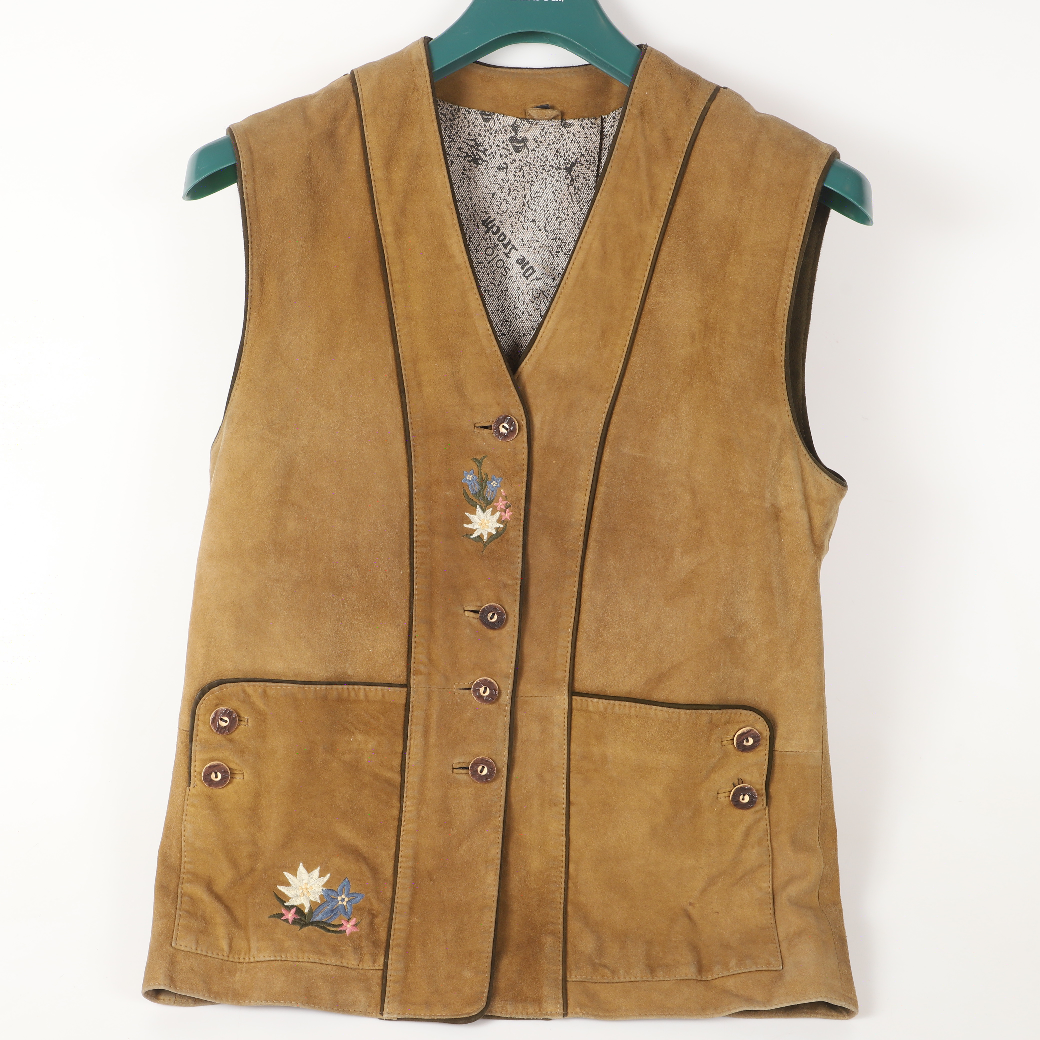 VÄST, mocka med broderade detaljer, 1900-tal.